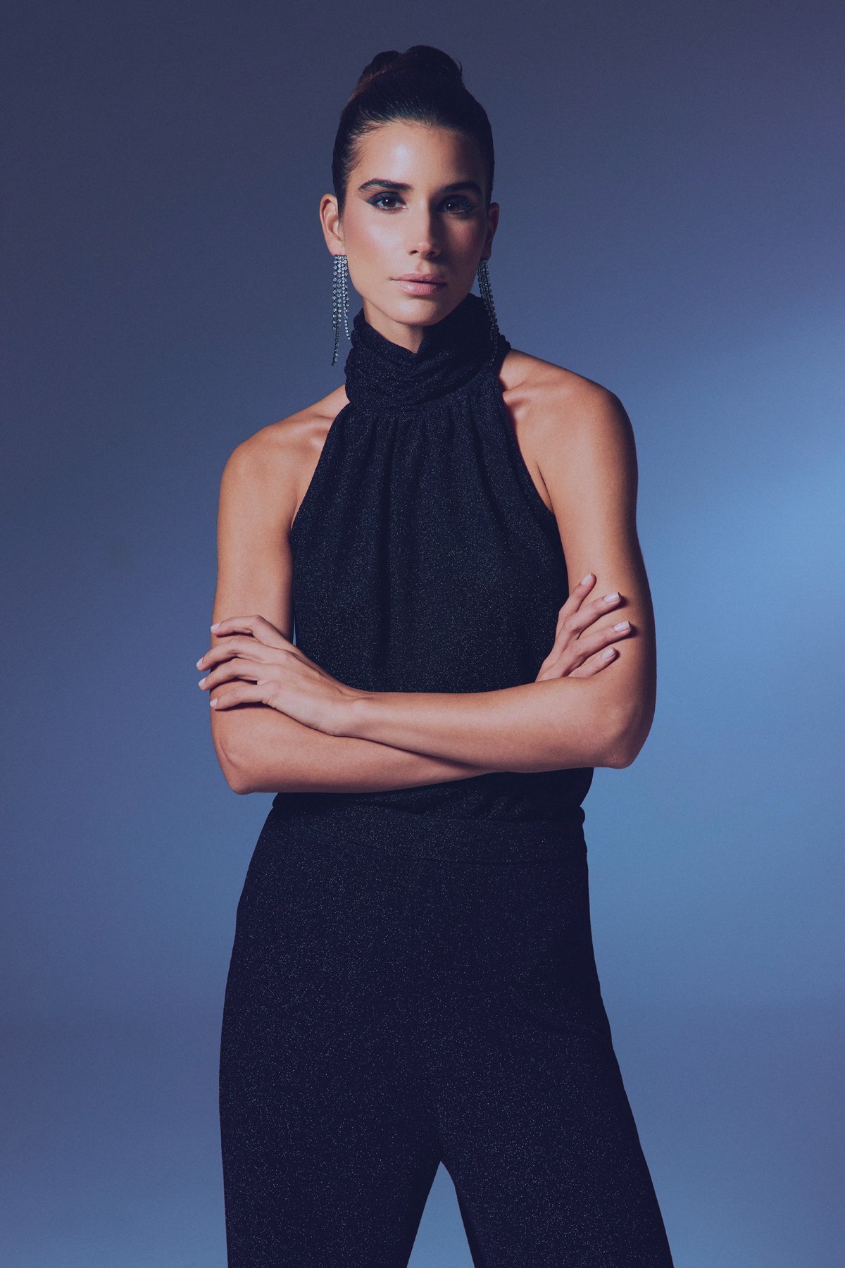 Sateen  Kolsuz Parlak Bluz - Siyah - Görsel 6