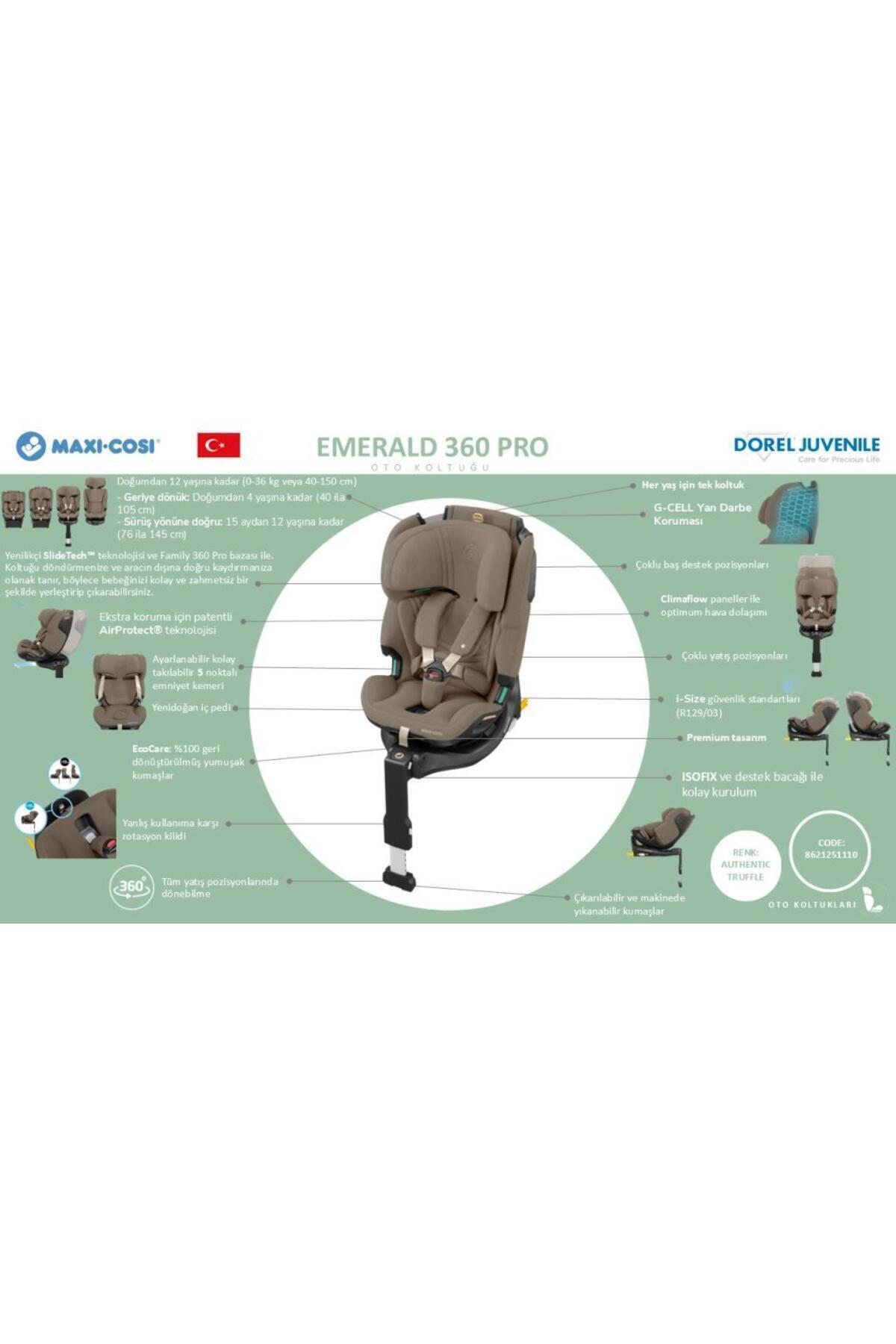 Maxi-Cosi Maxi-cosi Emerald 360 Pro I-size Dünyanın Ilk Kızaklı,araç Dışına Çıkabilen Isofix'li 0-36 Truffle fotoğrafı 3 (önizleme)