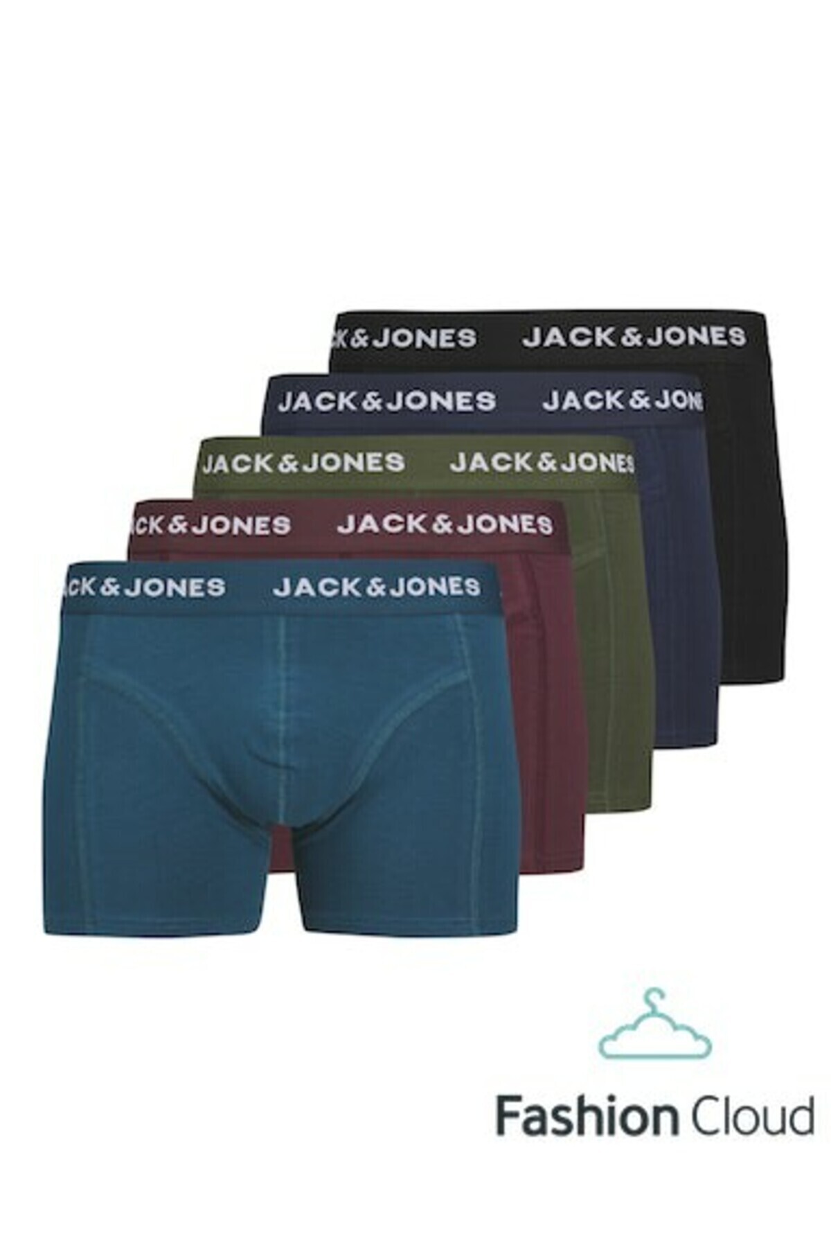 جک اند جونز تنه جامد مردانه آبی ناوی Jacteo 5 بسته باکس Boxer 12259076-Navyblaze