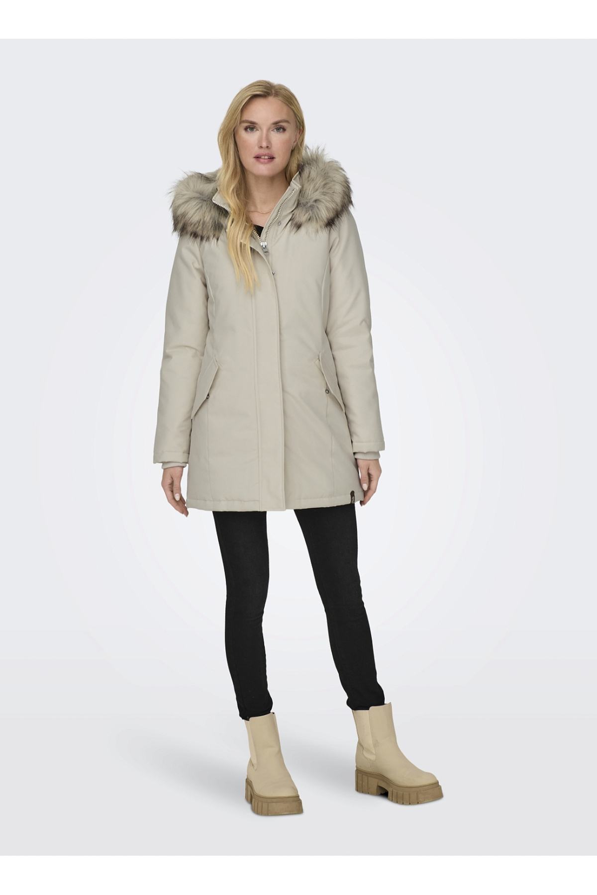 ONLY Krem Kadın Kaban ONLNEWKATY PARKA CC OTW görsel 7