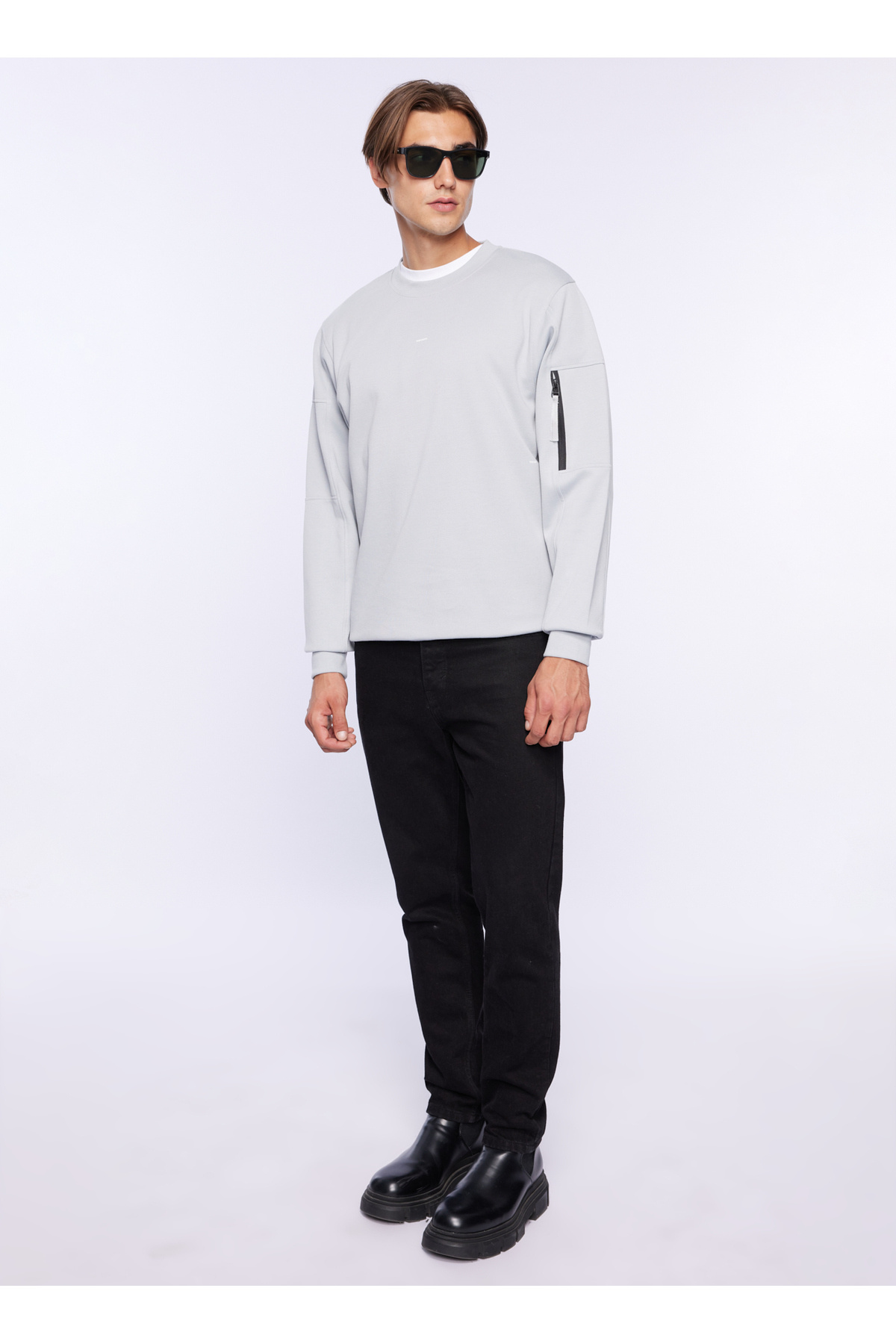 جک اند جونز سویشرت مردانه یقه سفید 12240222_JCOSHADE SWEAT CREW NECK L
