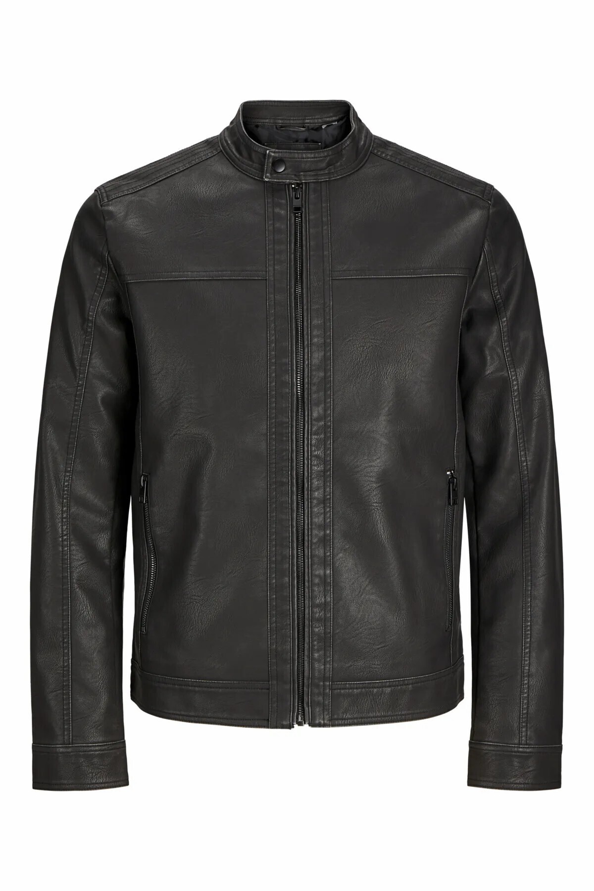 جک اند جونز کاپشن مردانه مشکی Jjewarner Washed Pu Jacket Noos 12273244-مشکی