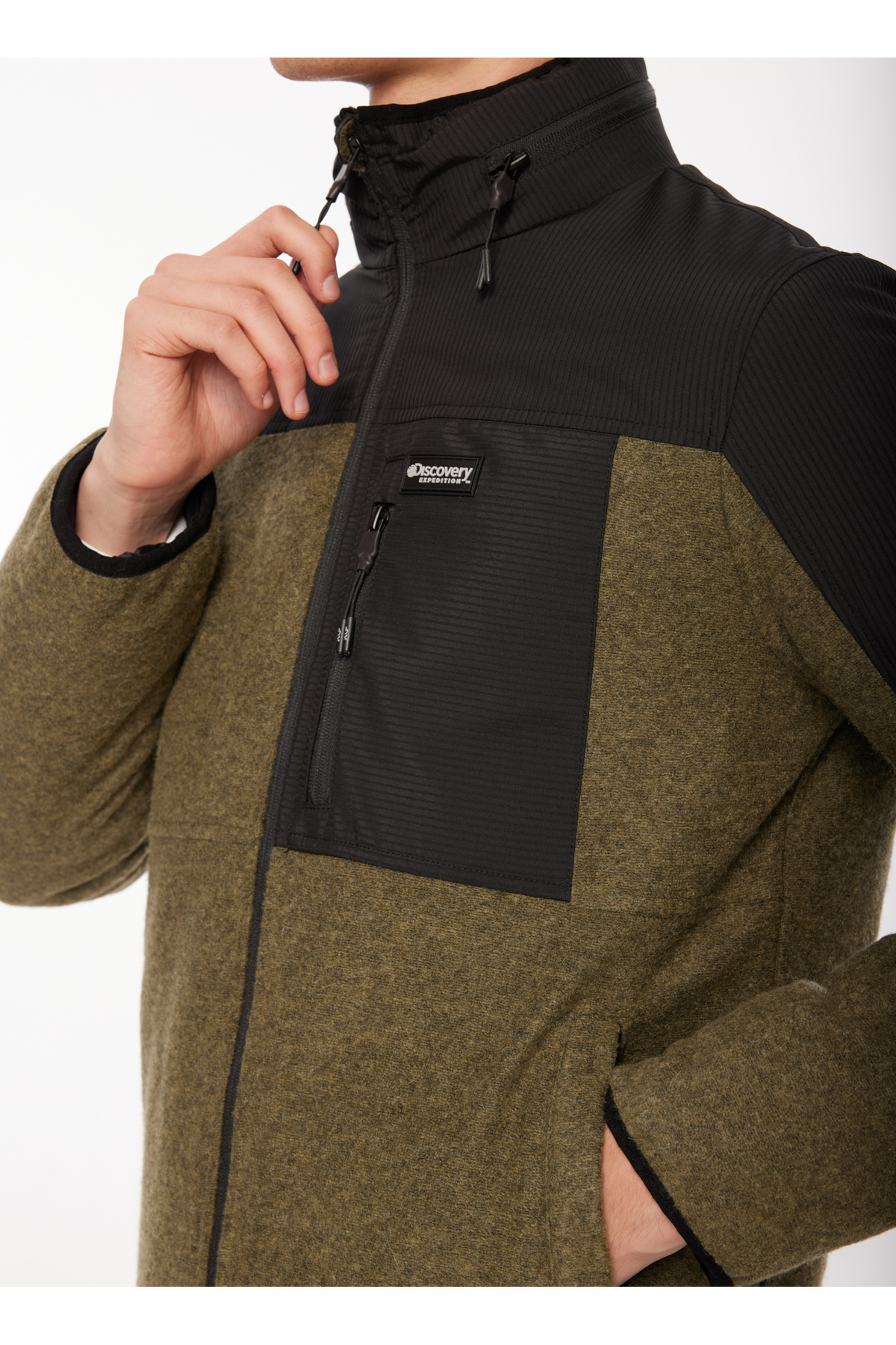 Discovery Expedition Haki Erkek Kapüşon Yaka Relaxed Fit Melanj Sweatmont D3WM-SWT12 görsel 3
