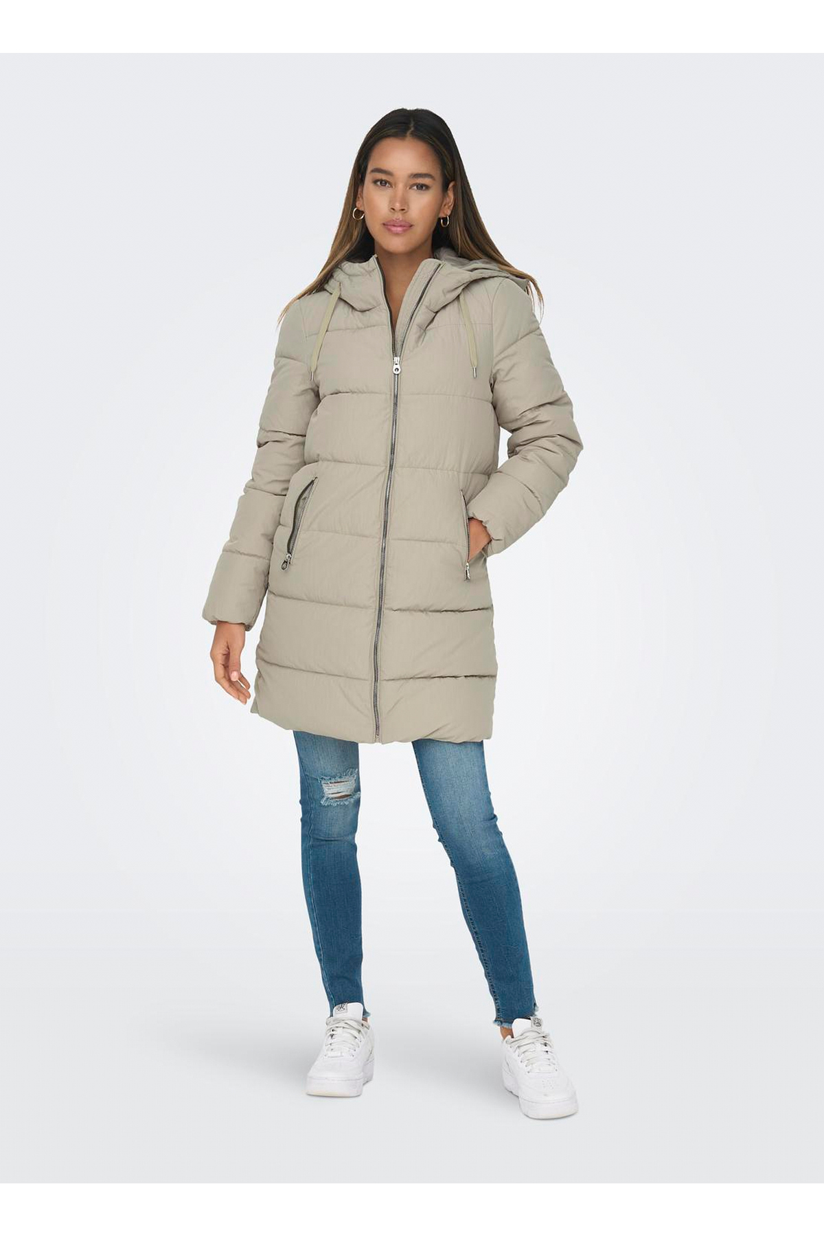 ONLY Açık Kahve Kadın Kaban ONLDOLLY LONG PUFFER COAT OTW NOOS görsel 3