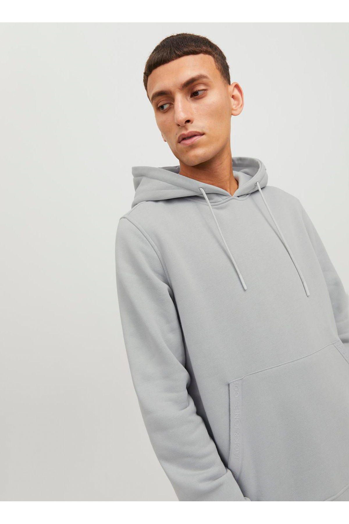 جک اند جونز سویشرت مردانه سفید کلاهدار 12242176_JCOREACT SWEAT HOOD