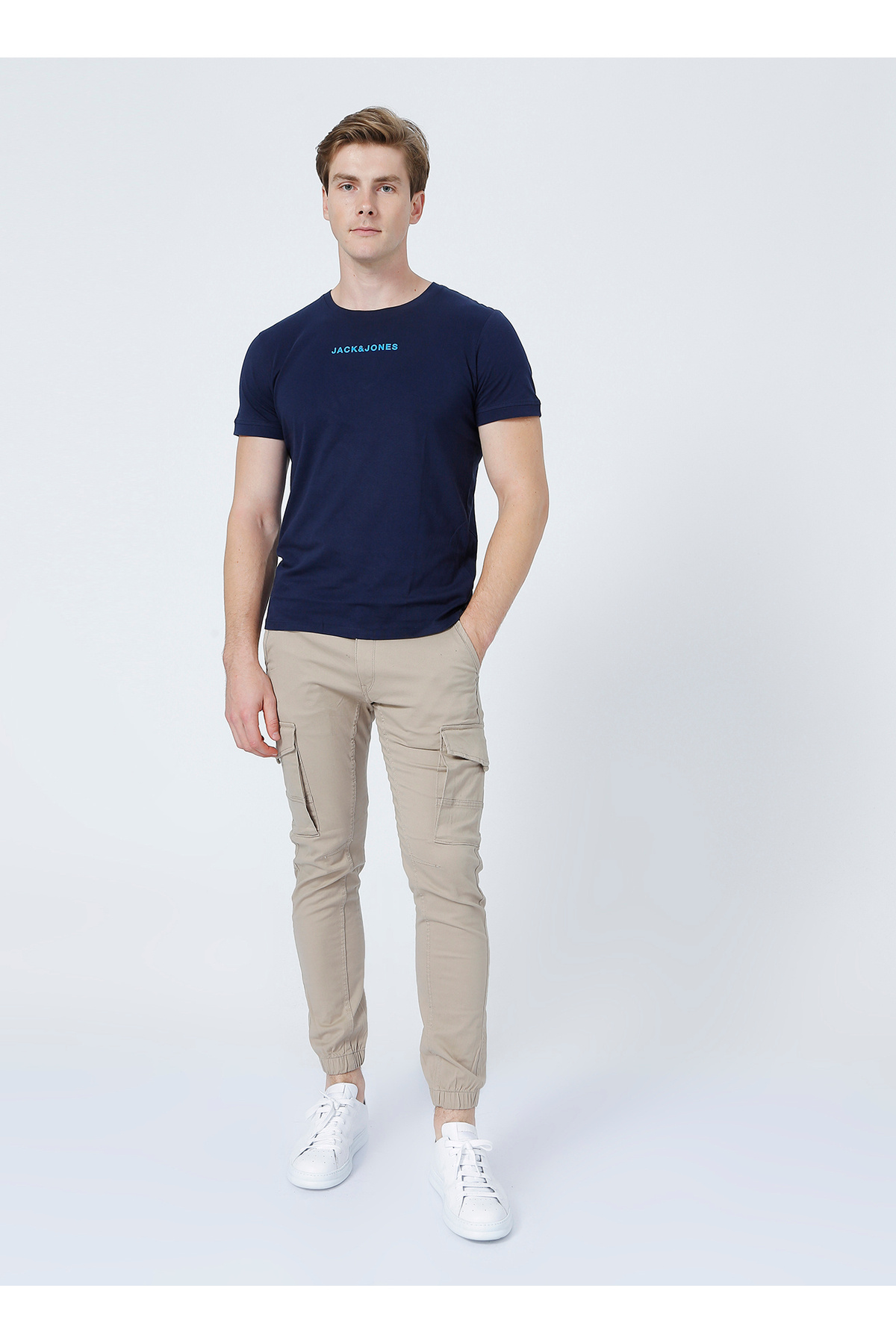 جک اند جونز 12193754_jpstpaul Jjflake Akm 542 Mid Waist Regular Fit Plain Cream شلوار مردانه باری