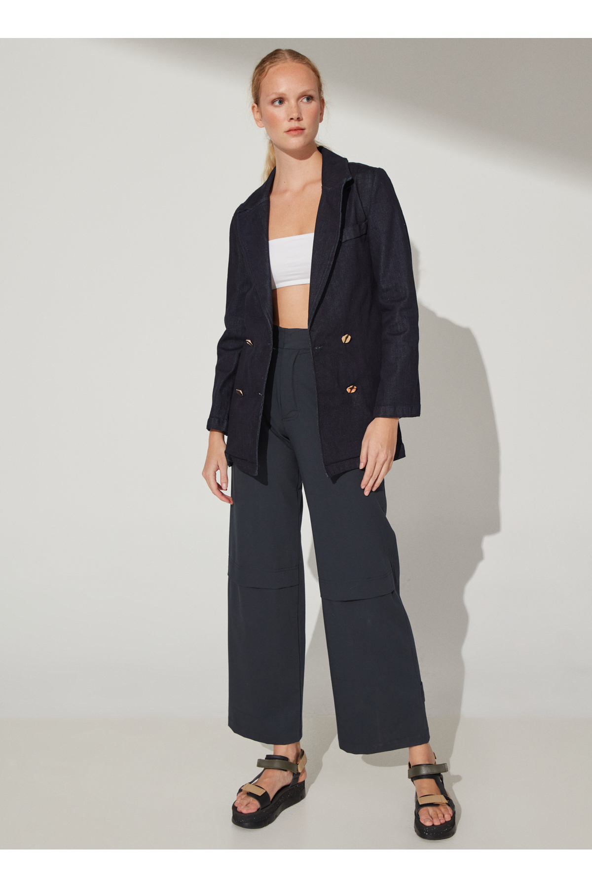 Fabrika  Kruvaze Koyu İndigo Kadın Ceket HOMAN - Görsel 6