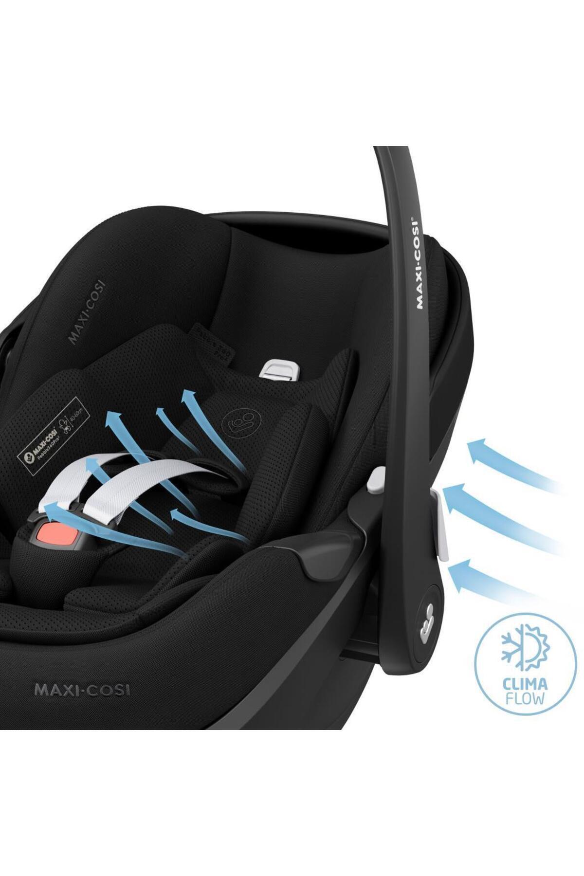 Maxi-Cosi Pebble 360 Pro SlideTech Tam Yatabilen 0-13 Kg Ana Kucağı ve Oto Koltuğu Twillic Black fotoğrafı 5 (önizleme)