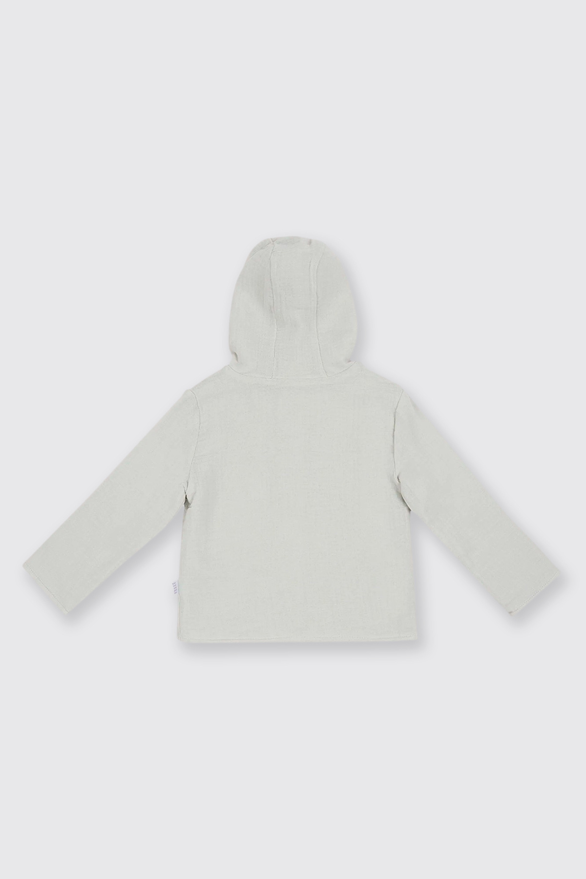 Panço Yenidoğan Kapüşonlu Düğmeli Müslin Gri Ceket fotoğrafı 2 (önizleme)