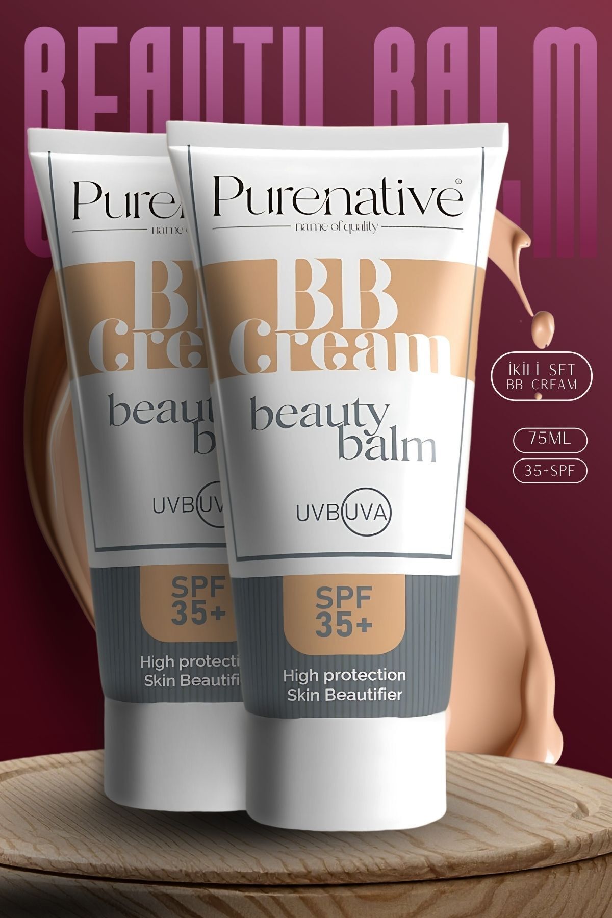 PURENATIVE Ikili 75 ml Gül Özlü Cilt Onarıcı Ve Koruyucu Bb Fondöten Bakım Kremi