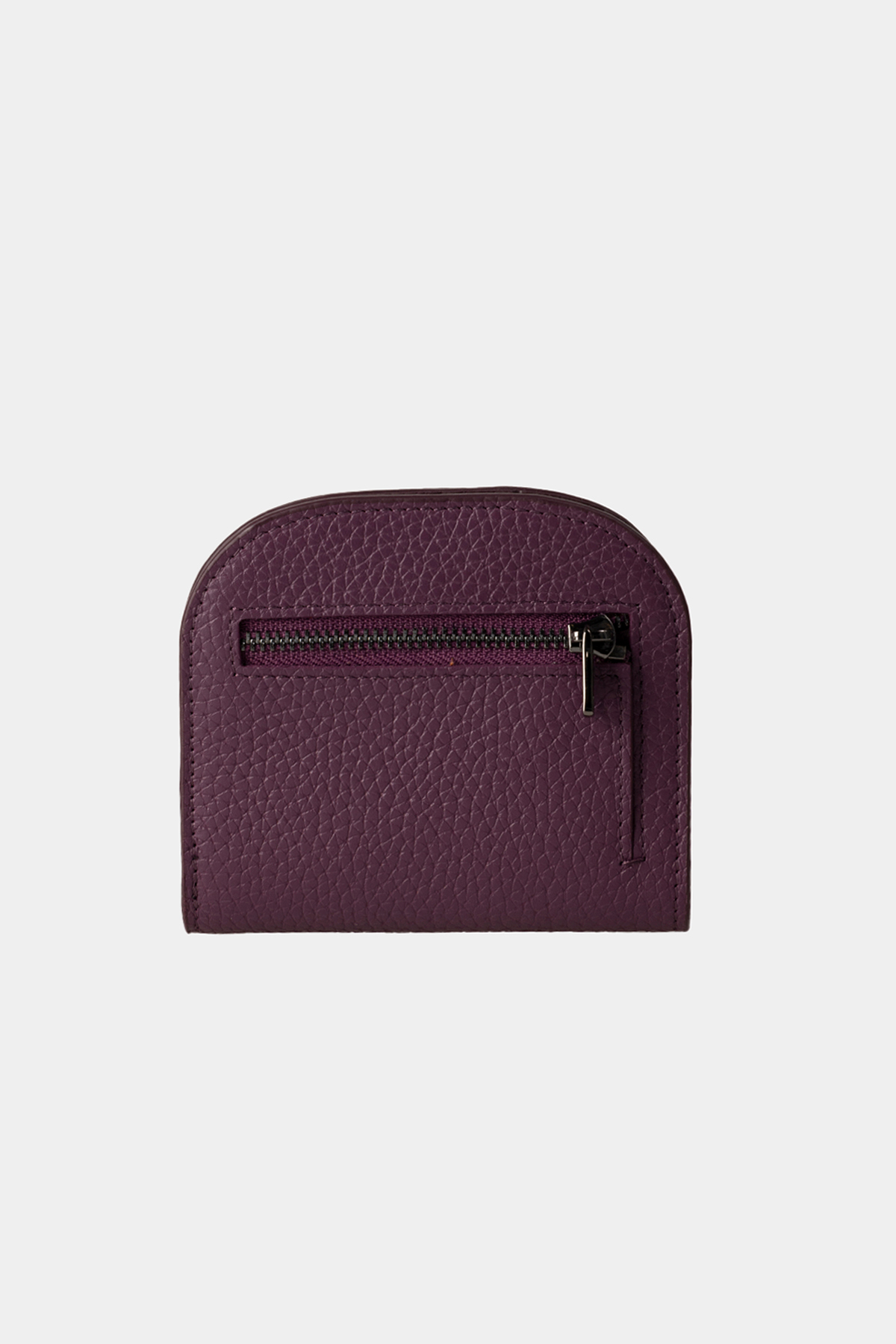 Grande 2817 Hakiki Deri Oval Tasarım Minimal Cüzdan Flother Mürdüm görsel 7