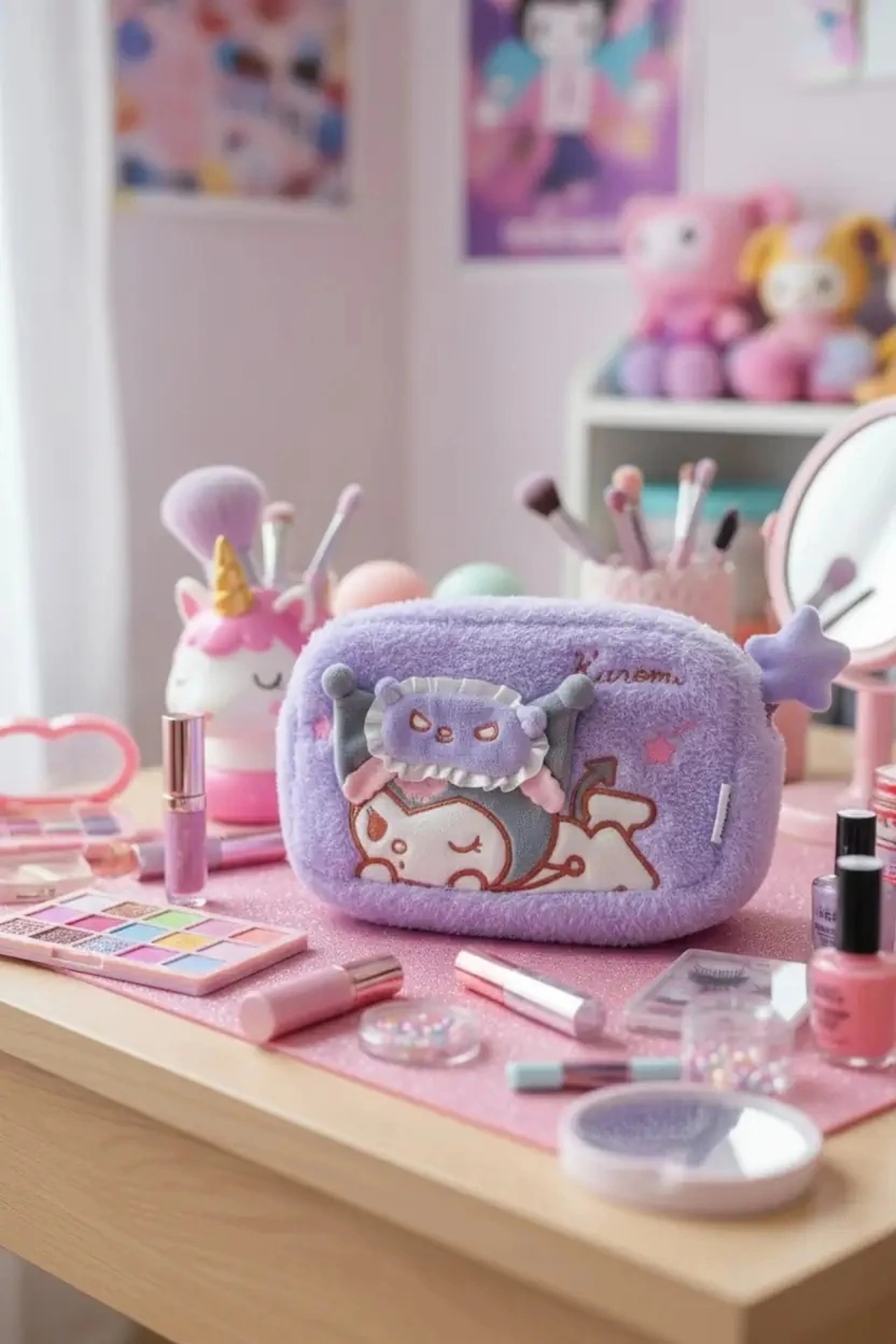 Miniso Sanrio Lisanslı Peluş Kozmetik Çantası - Kuromi - Fiyatı