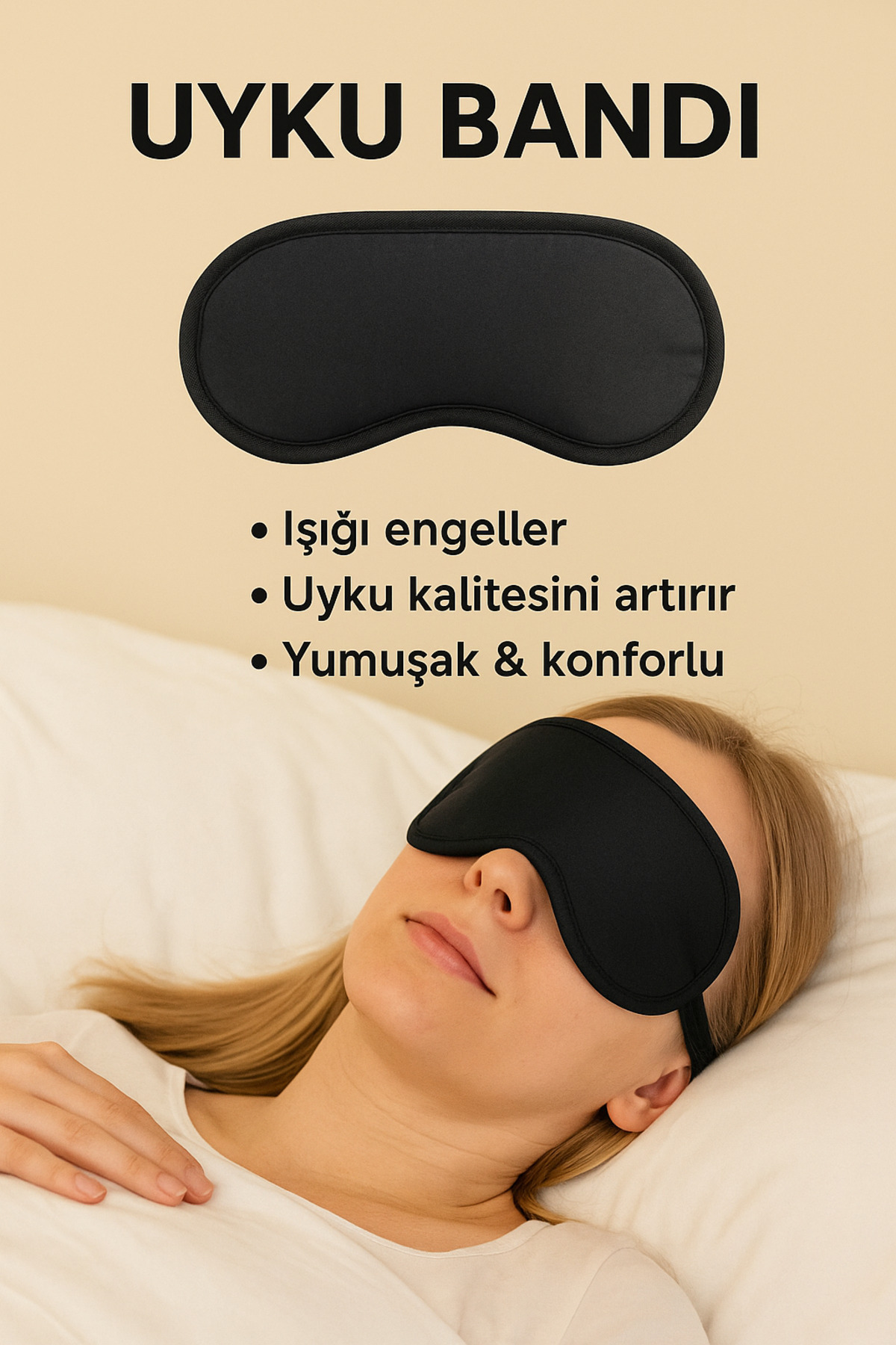 Febros 1 Adet Işığı Geçirmez Yumuşak Rahat Uyku Bandı Uyku Gözlüğü Araba Ev Ofis Spa Meditasyon Göz Bandı