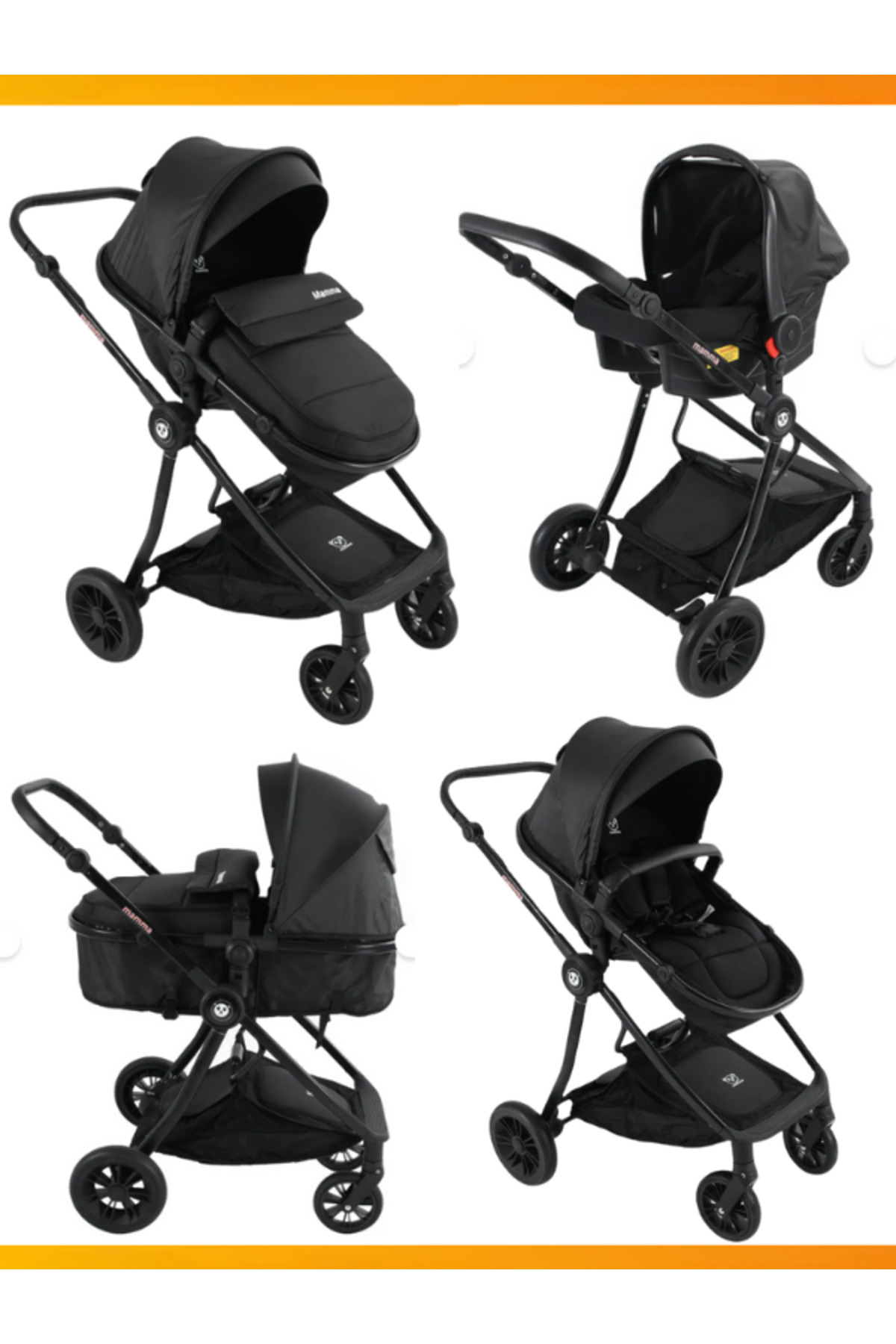 modabebekler Yeni Doğan Set 777 Travel Sistem Bebek Arabası Ve Premium Oyun Parkı Beşik Park Yatak fotoğrafı 2 (önizleme)
