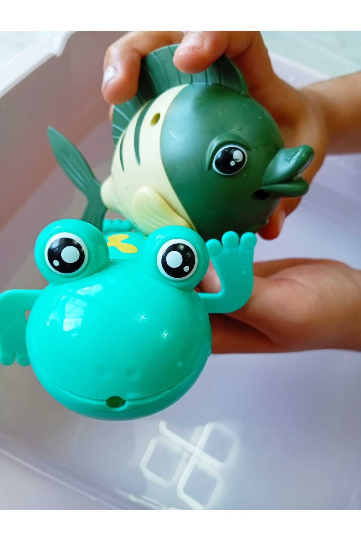 LRS STORE 2 Adet Kurmalı Balık-Kurbağa Bebek Banyo Oyuncağı Küvet Havuz Banyo Denizde Yüzen Oyuncak fotoğrafı 4 (önizleme)