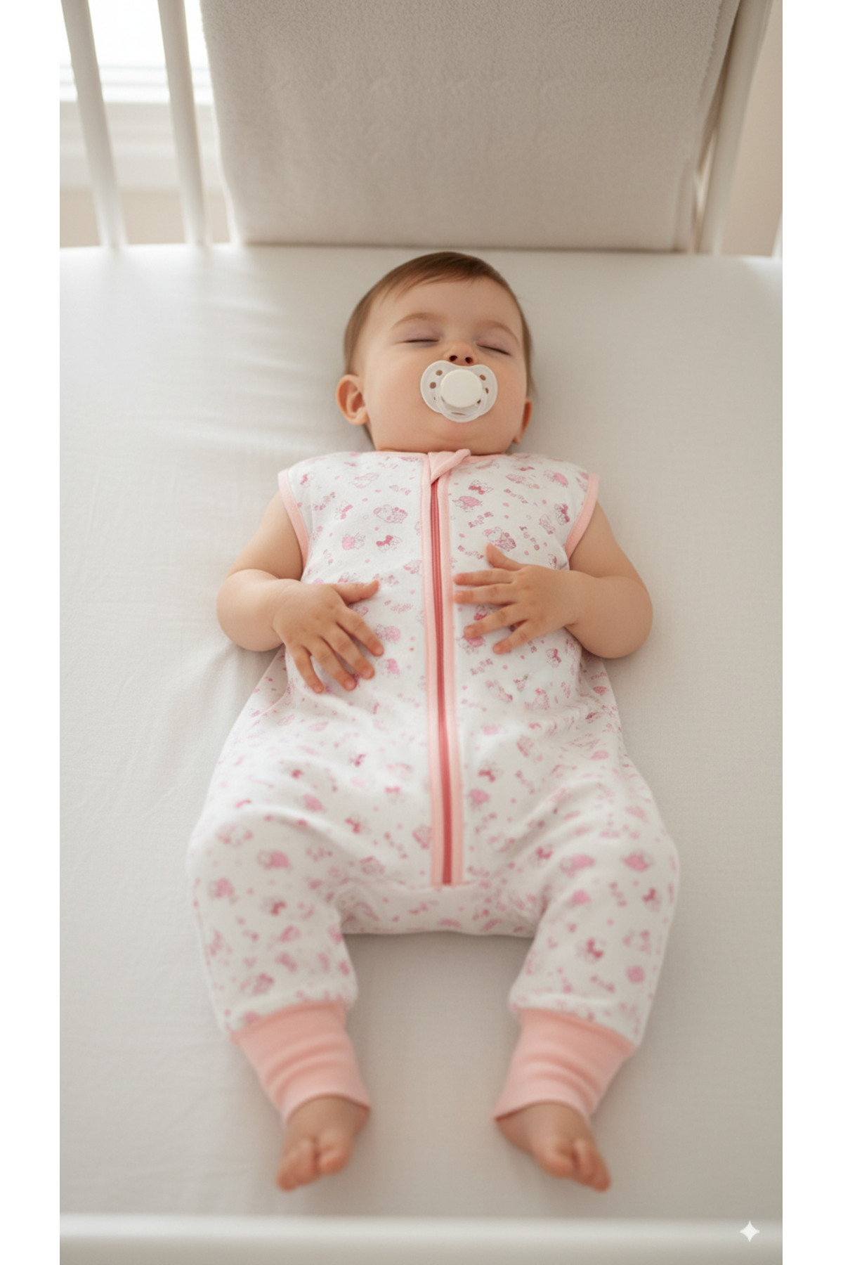 yorni 6-18 Ay, Tek Beden, %100 Pamuk, interlok Penye Kız Bebek Ayaklı Uyku Tulumu fotoğrafı 6 (önizleme)