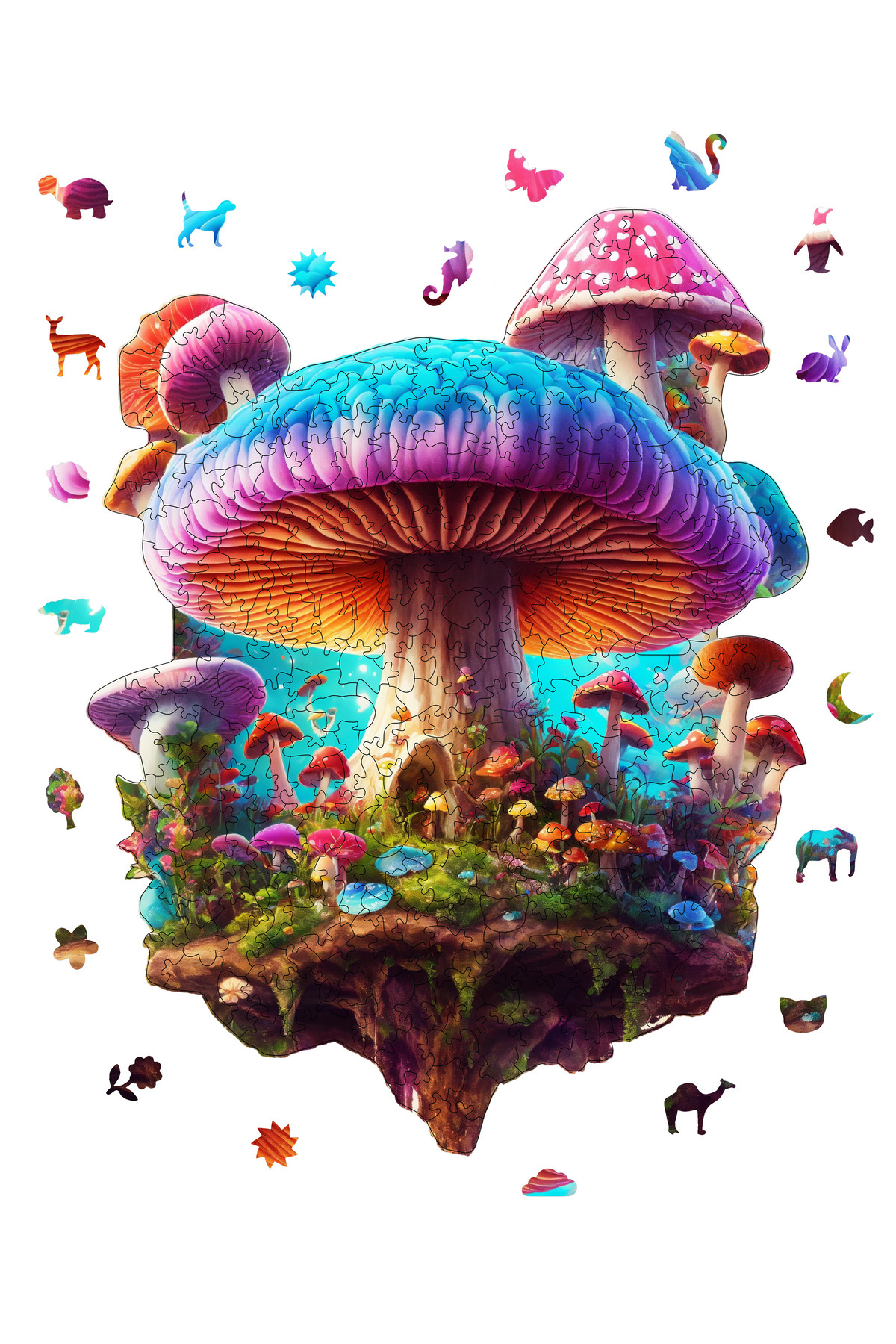 WePuzzleUp Ahşap Puzzle - Mantar Adası - 290 Parça, 29x38 cm