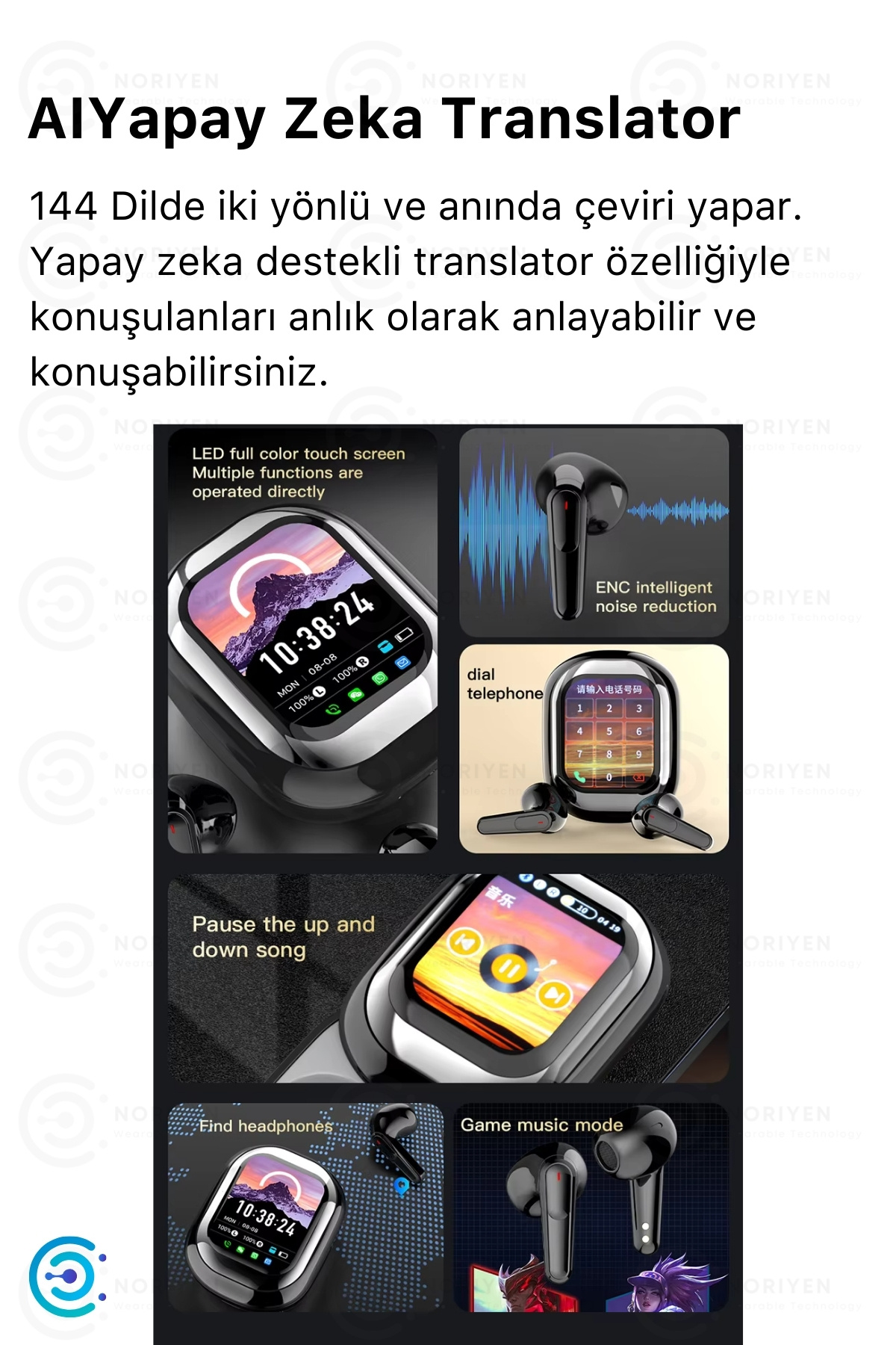 İki Yönlü Anında Sesli Çevirici AI Yapay Zeka Smart Çevirmen Translator & Kulaklık