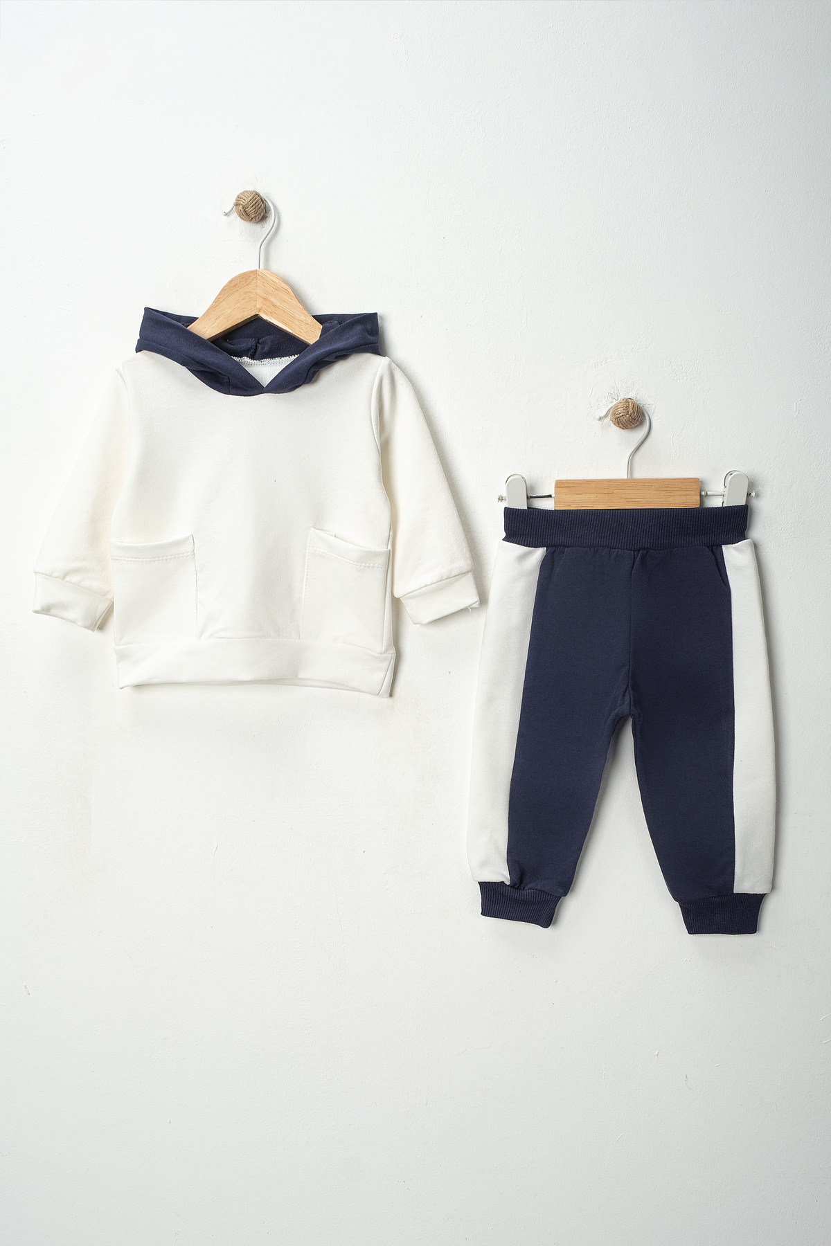 Pırlanta baby Çocuk Takımı Erkek Kulaklı Kapüşonlu Ayı Desenli Pamuklu 2 Parça fotoğrafı 2 (önizleme)