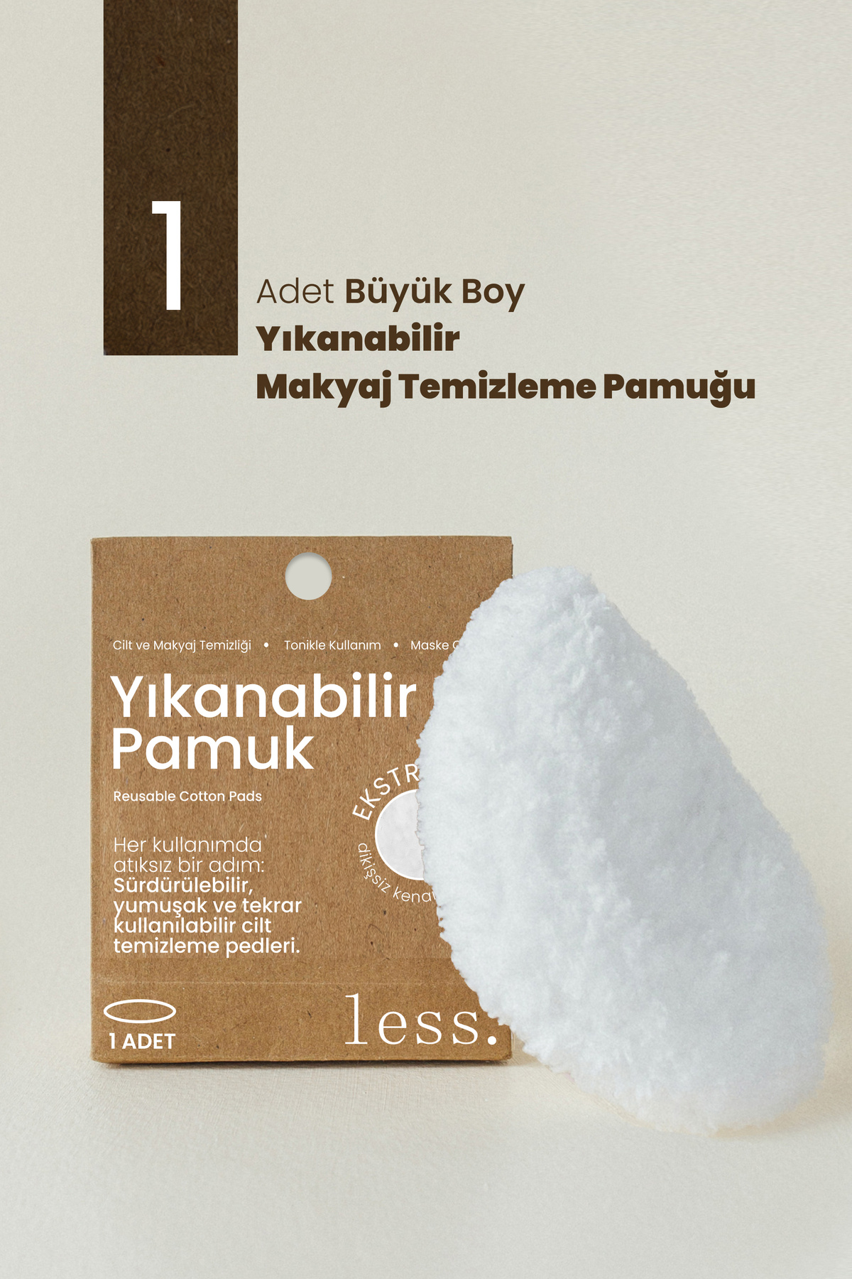 Less Sürdürülebilir Yaşam Gereçleri Yıkanabilir Makyaj & Vücut Temizleme Pamuğu | Tekli Büyük Boy Reusable Makeup Remover Pads