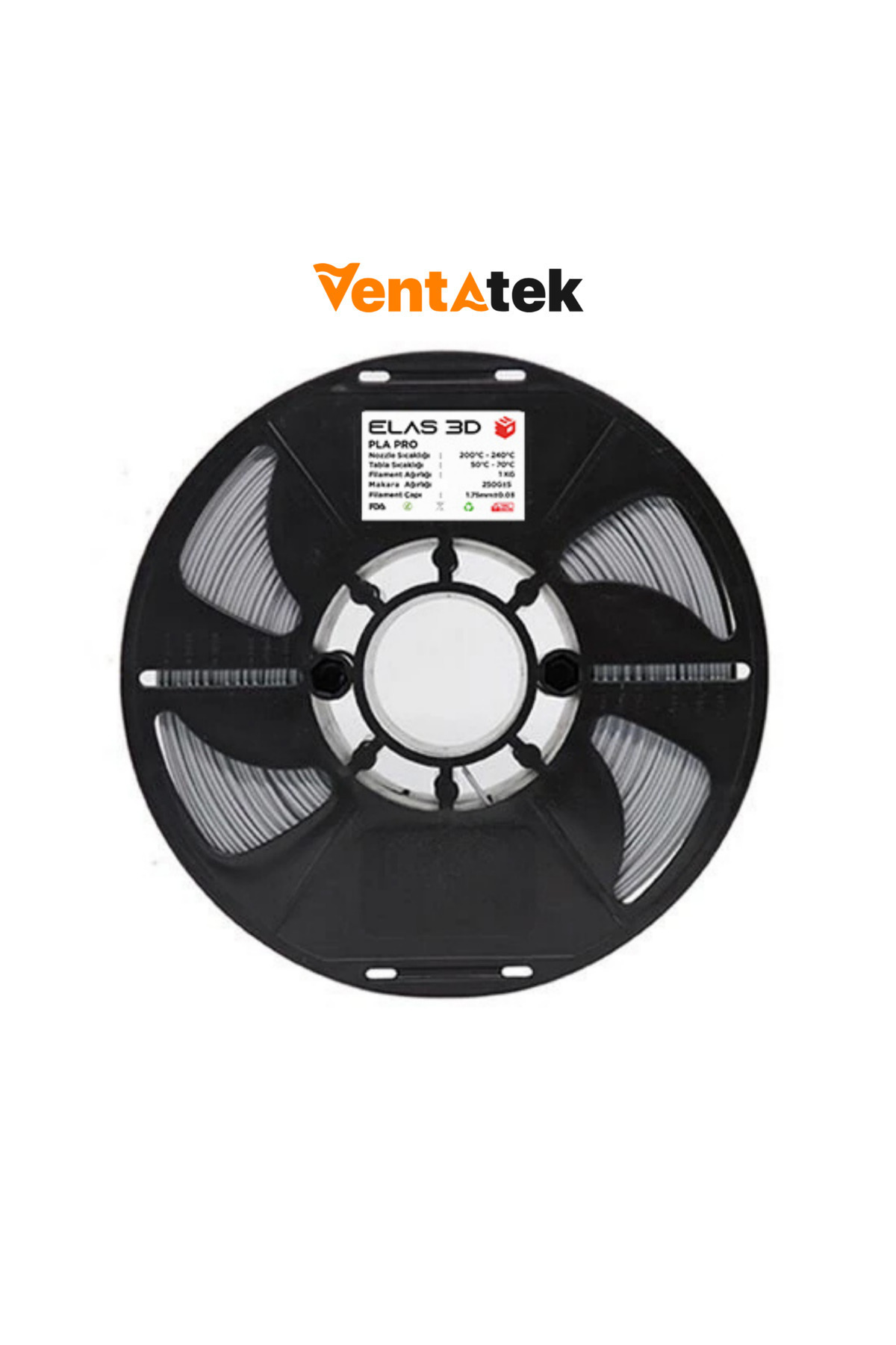 ELAS3D Elas 3D Gümüş Gri PLA Pro Filament - 1.75mm - 1 Kg