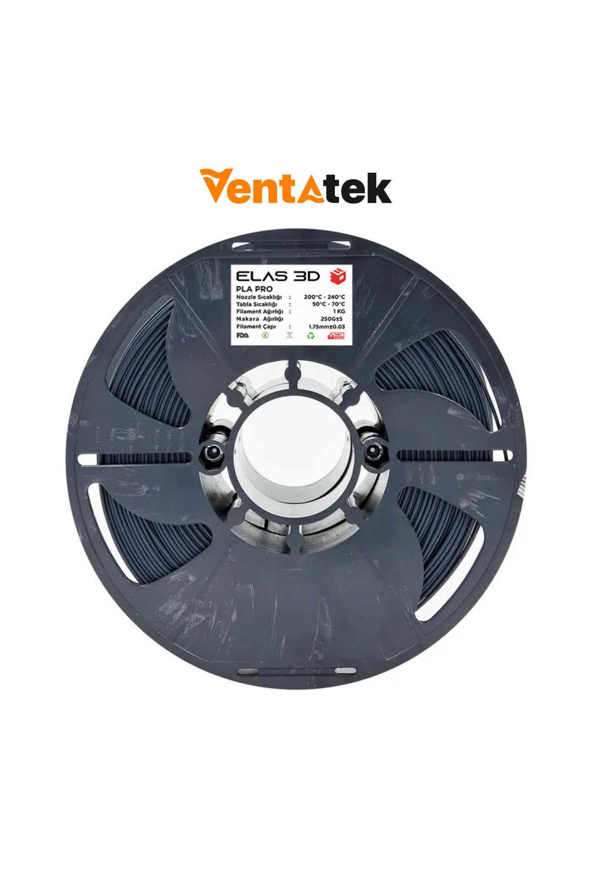 ELAS3D Elas 3D Antrasit Gri PLA Pro Filament - 1.75mm - 1 Kg