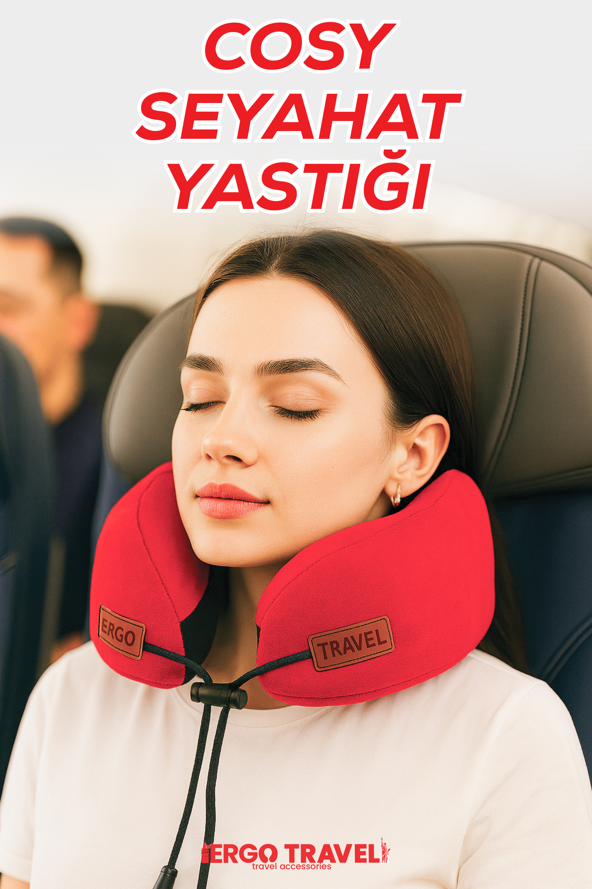 Viscofoam Cosy Ortopedik Seyahat Yastığı Visco Boyun Destekli Seyahat Yastığı - Kırmızı | Ergo Travel