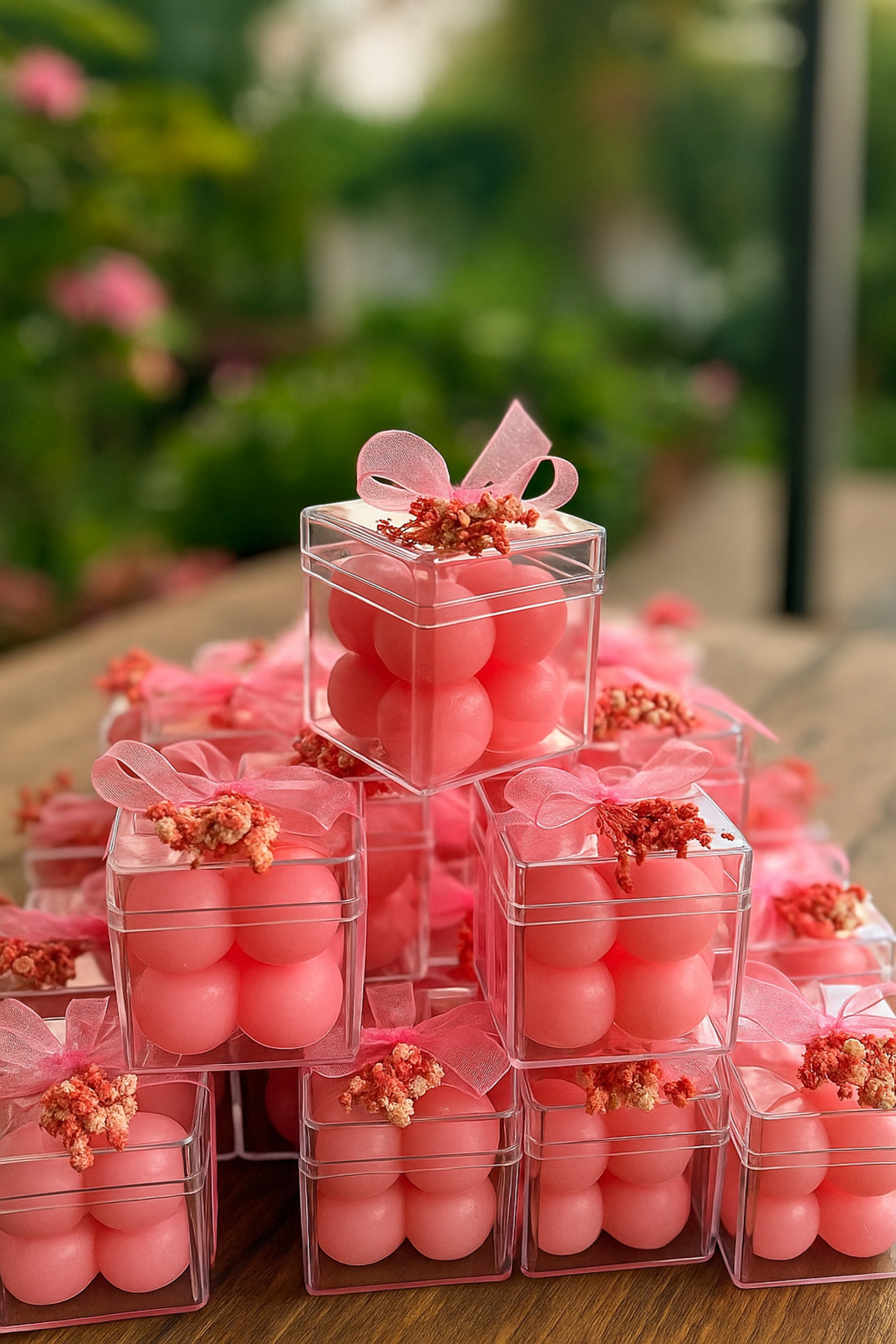 Tasarım Mevlit,Baby Shower için Hediyelik Mika kutu Pembe Mum 10 LU