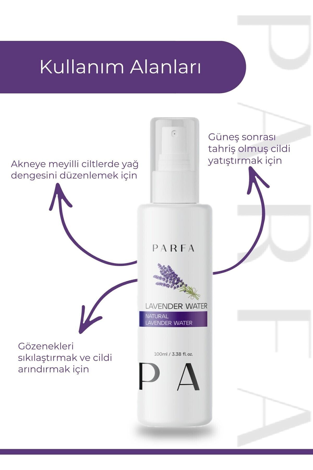 Lavanta Suyu %100 Saf ve Doğal Canlandırıcı Ve Besleyici Etkili Tonik Lavanta Hidrosolü 100 Ml — parfa04 — تصویر 4 از 5
