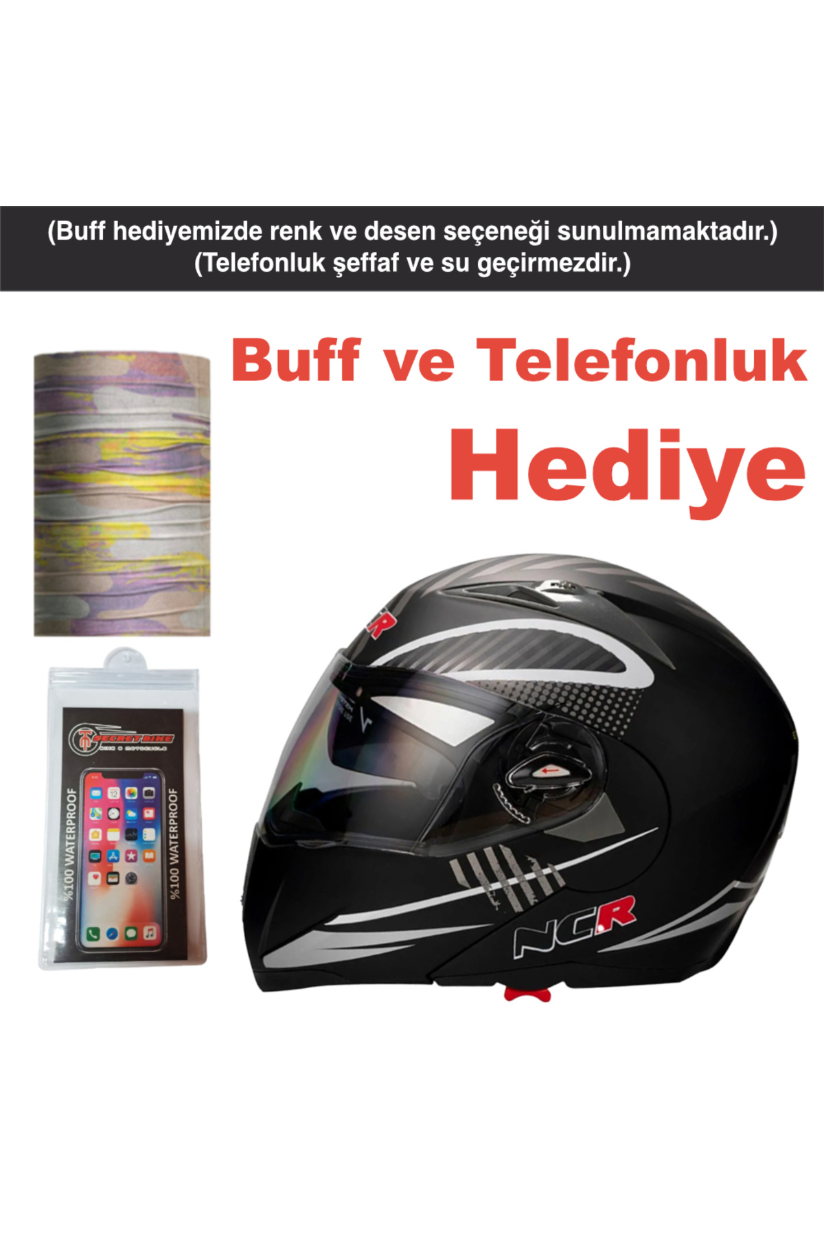 NCR Çene Açılır Kask Monster Siyah Ece Belgeli