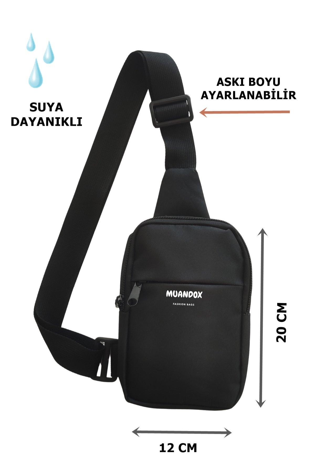 Outlet Çarşım Düz Siyah Iki Bölmeli Çapraz Omuz Erkek Çanta Göğüs Çantası Bodybag görsel 7