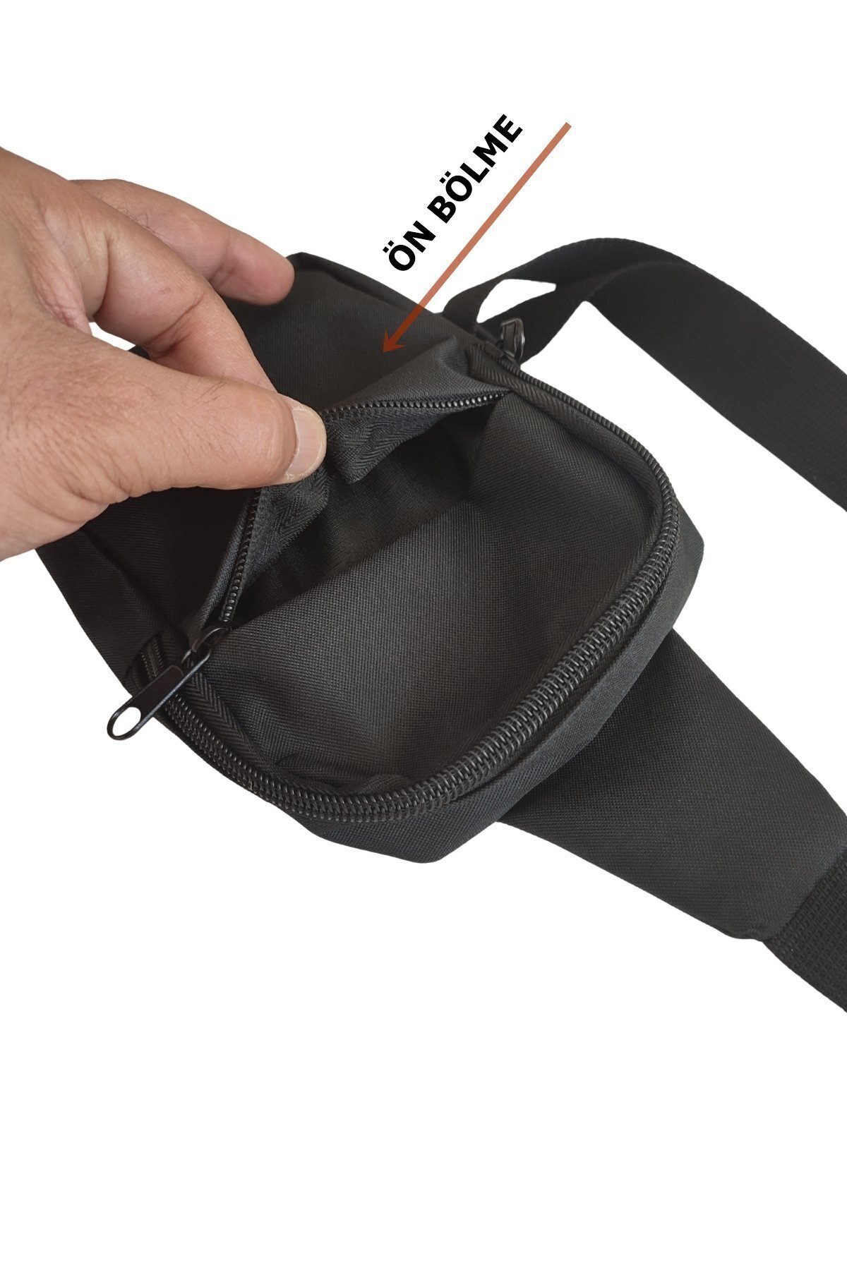 Outlet Çarşım Düz Siyah Iki Bölmeli Çapraz Omuz Erkek Çanta Göğüs Çantası Bodybag görsel 5