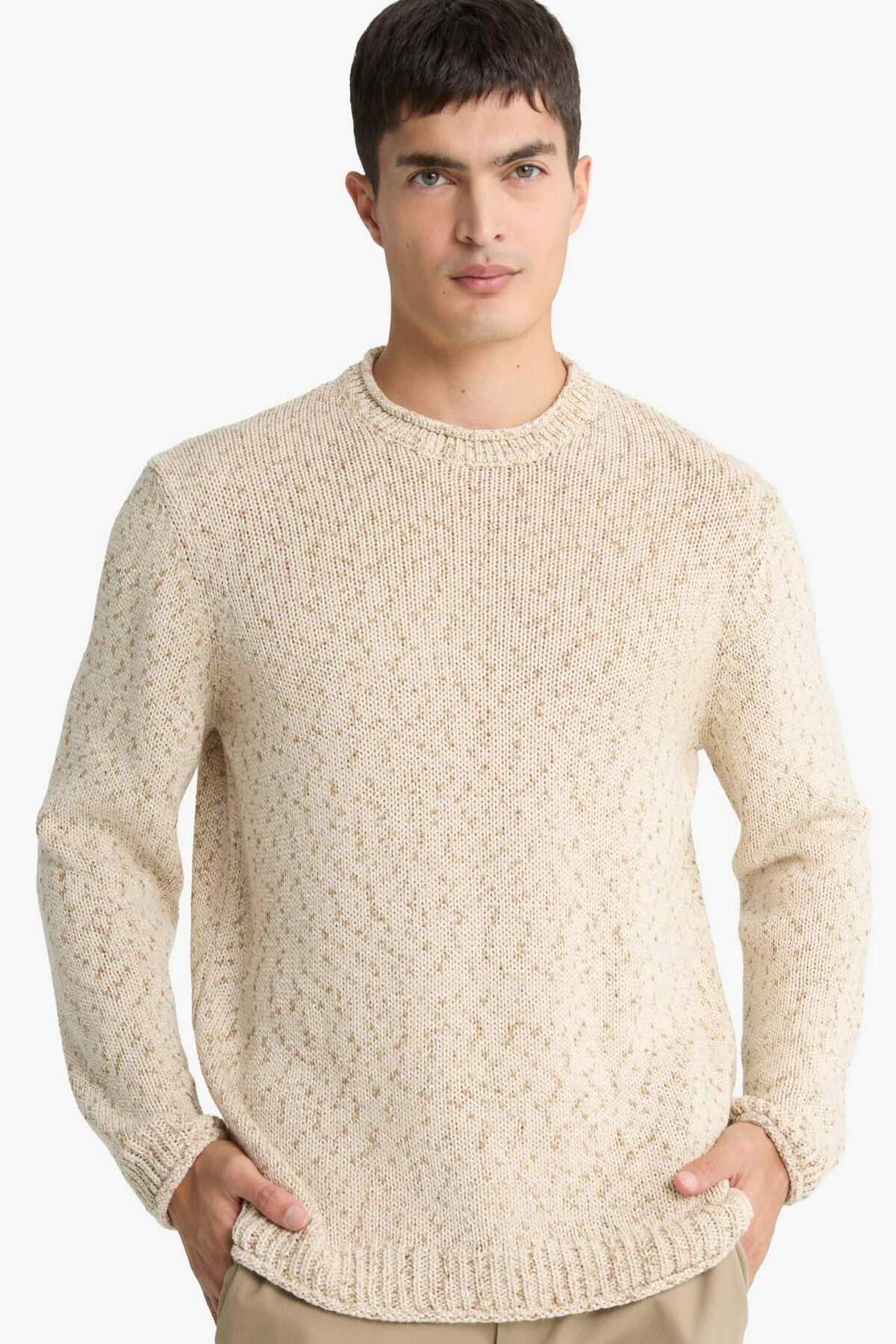 دفاکتو ژاکت بافتنی F8753AX25WN استاندارد Fit Crew