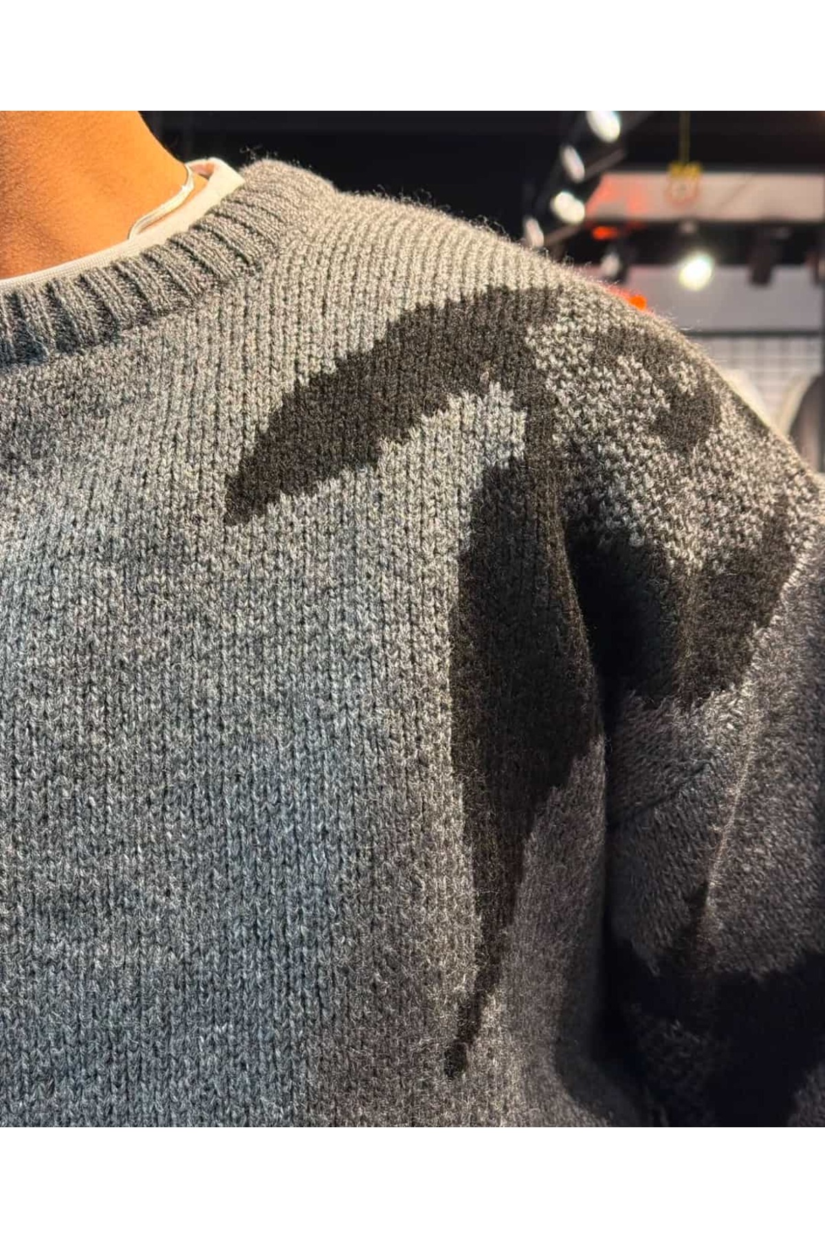 Desenli Oversize Premium Triko — خاکستری kzk-bk-100 — تصویر 4 از 6
