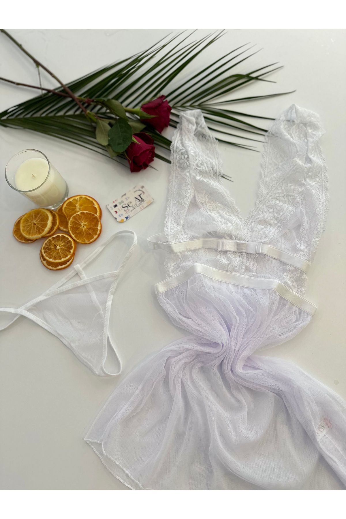 SEAR LİNGERİE Viyana Beyaz Gecelik Takımı