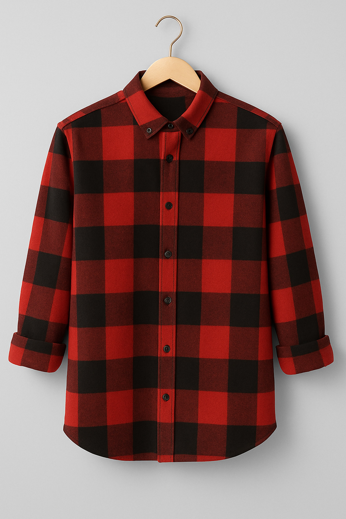 Erkek Kırmızı Siyah Kareli Oduncu Gömlek – Rahat Kalıp Yeni Sezon Kışlık Moda Trend — قرمز MGKODUNCU — تصویر 2 از 7