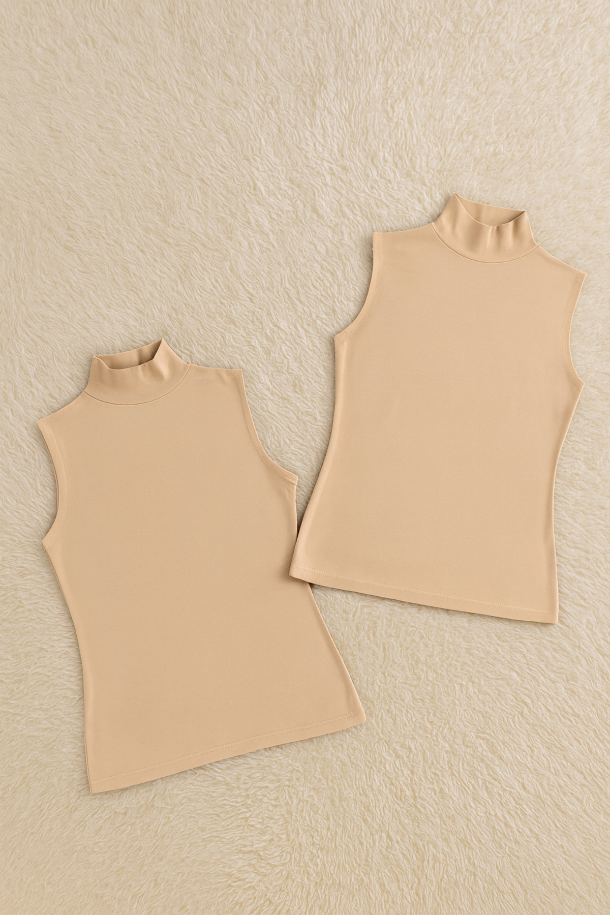 Women's Cotton Lycra Zero Sleeve Turtleneck Combed Cotton 2-Pack Singlet Q6K2K3T6KA