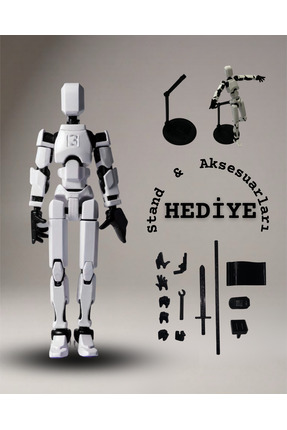 Tactyla Titan Tüm Eklemleri Hareketli Robot Dummy Aksiyon Figürü Oyuncak (Siy...