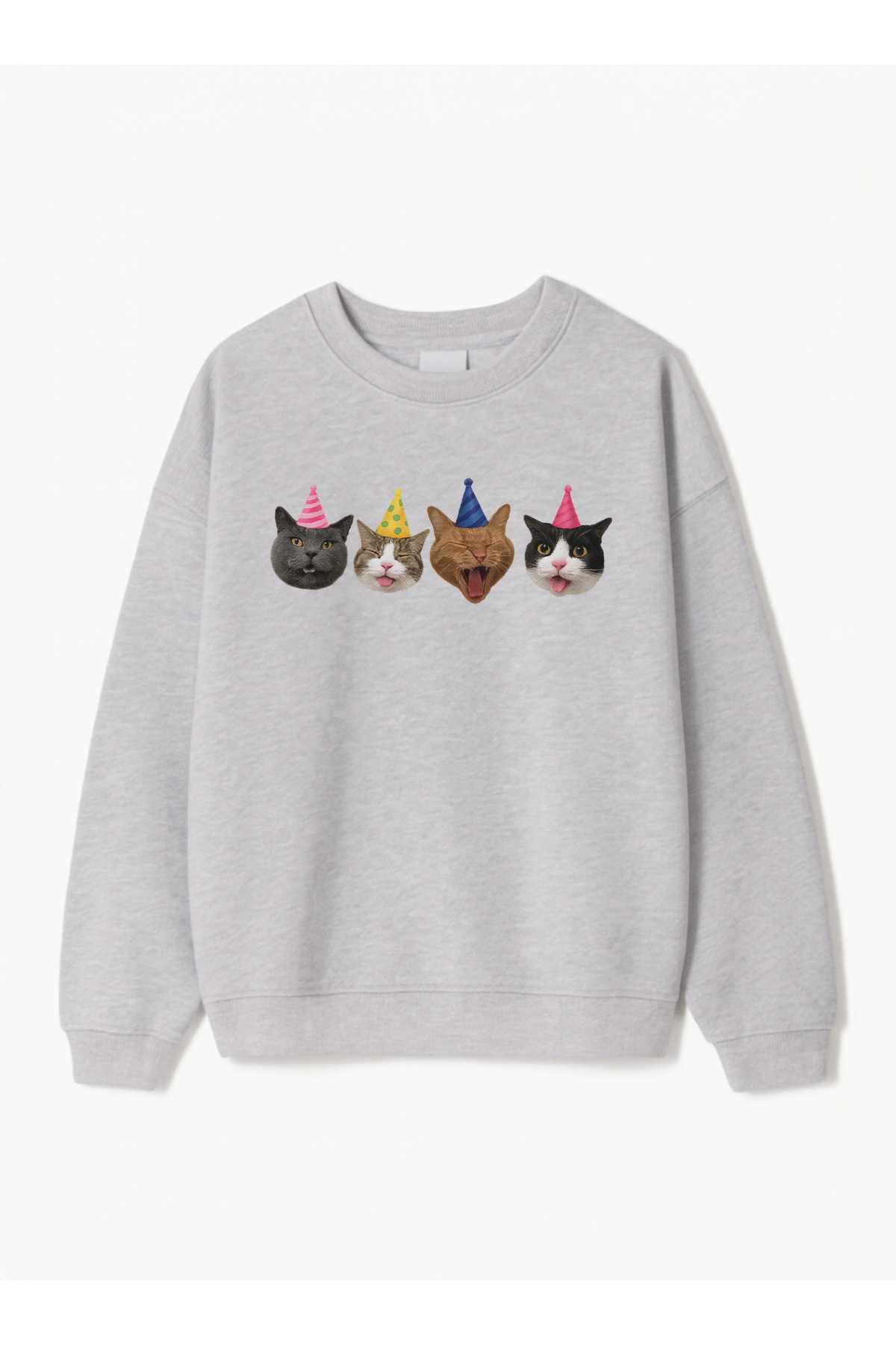 Women's Oversize Fit Sweatshirt Pawty time Printed – Crew Neck, 3 Thread Fleece