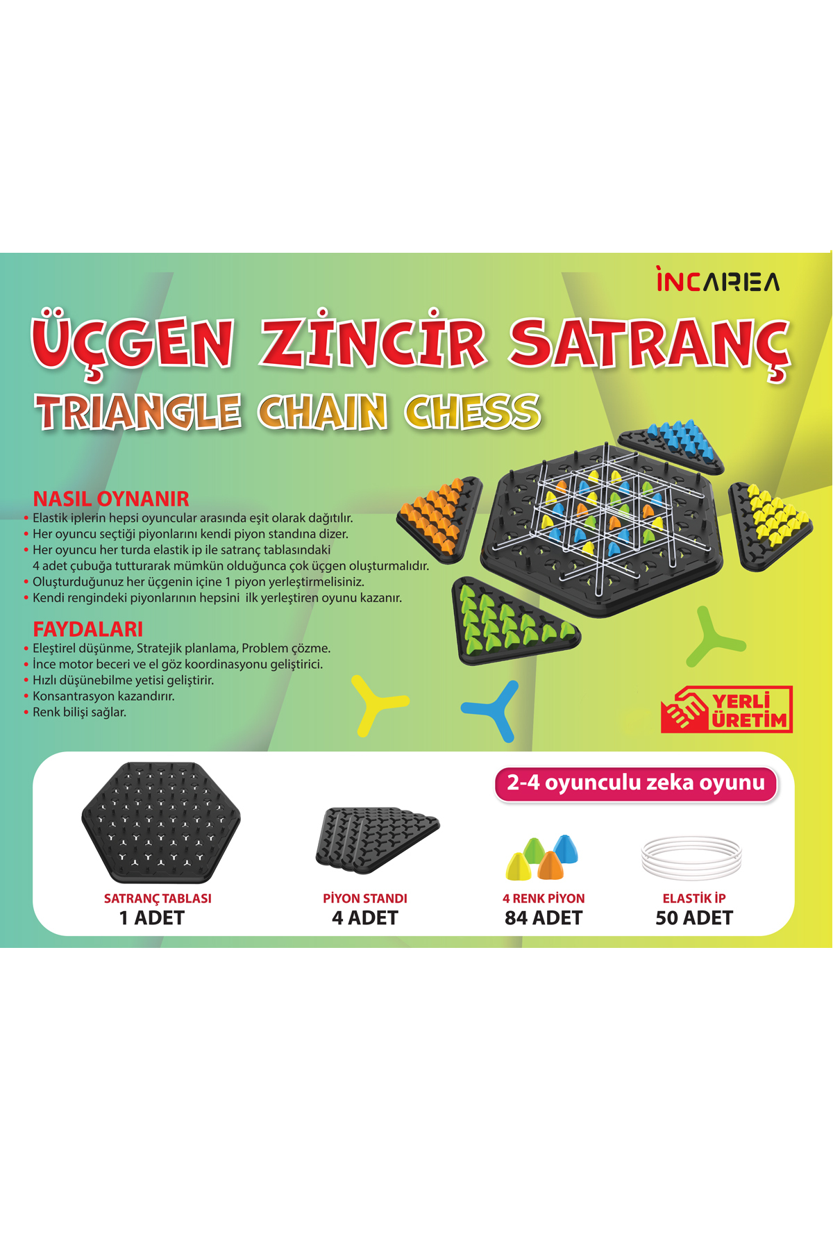 İNCAREA Üçgen Zincir Satranç - Triangle Chain Chess - Ebeveyn Çocuk etkileşimi Eğitici Zeka Kutu Oyunu fotoğrafı 2 (önizleme)