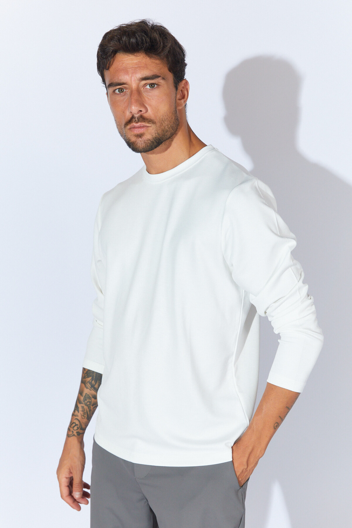 Bisiklet Yaka Regular Fit Basic T-Shirt - Ekru | MEW221705-01