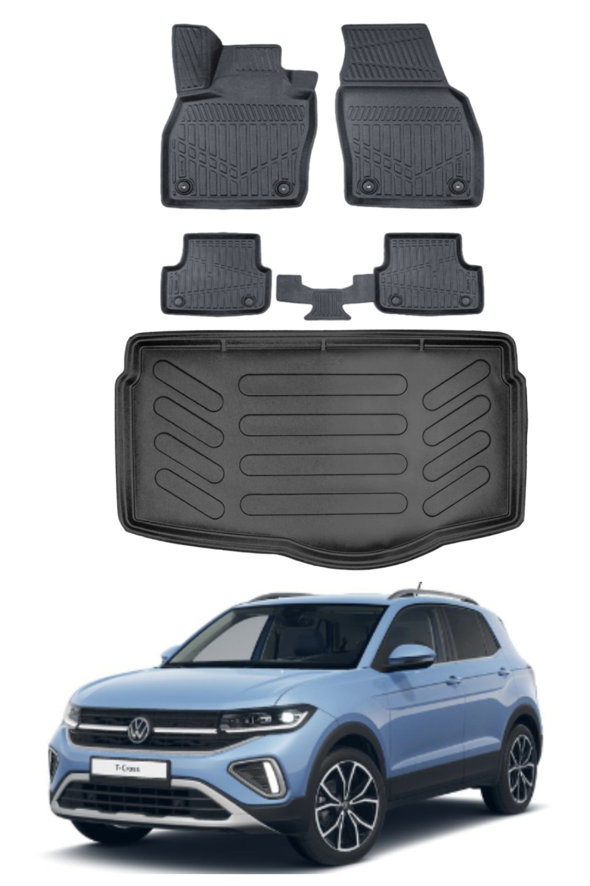 ko kaliteoto Volkswagen T-Cross 2023-2024-2025 Model Alt Bagaj Havuzu+Paspas Seti