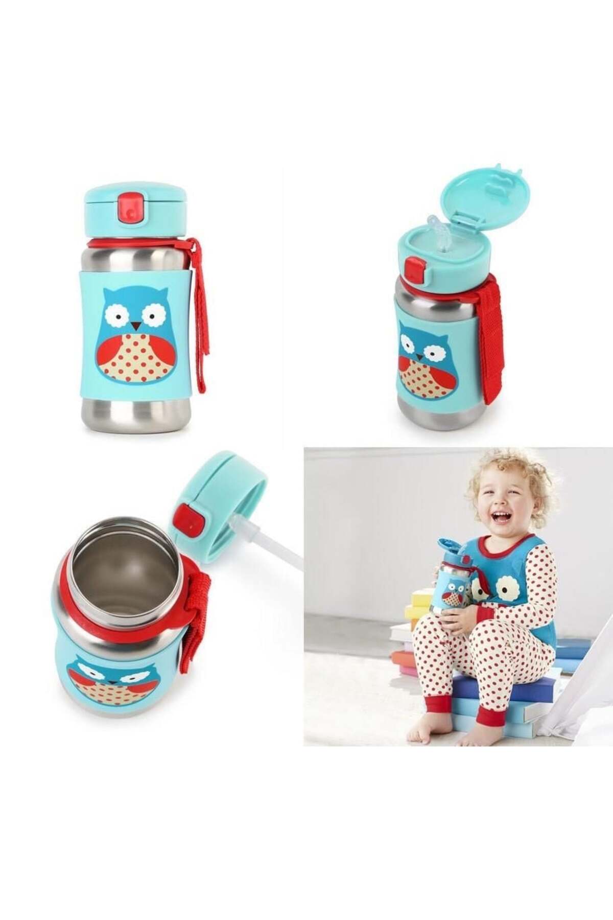 Skip Hop Zoo Pipetli Paslanmaz Çelik Suluk 350 ml Baykuş fotoğrafı 4 (önizleme)