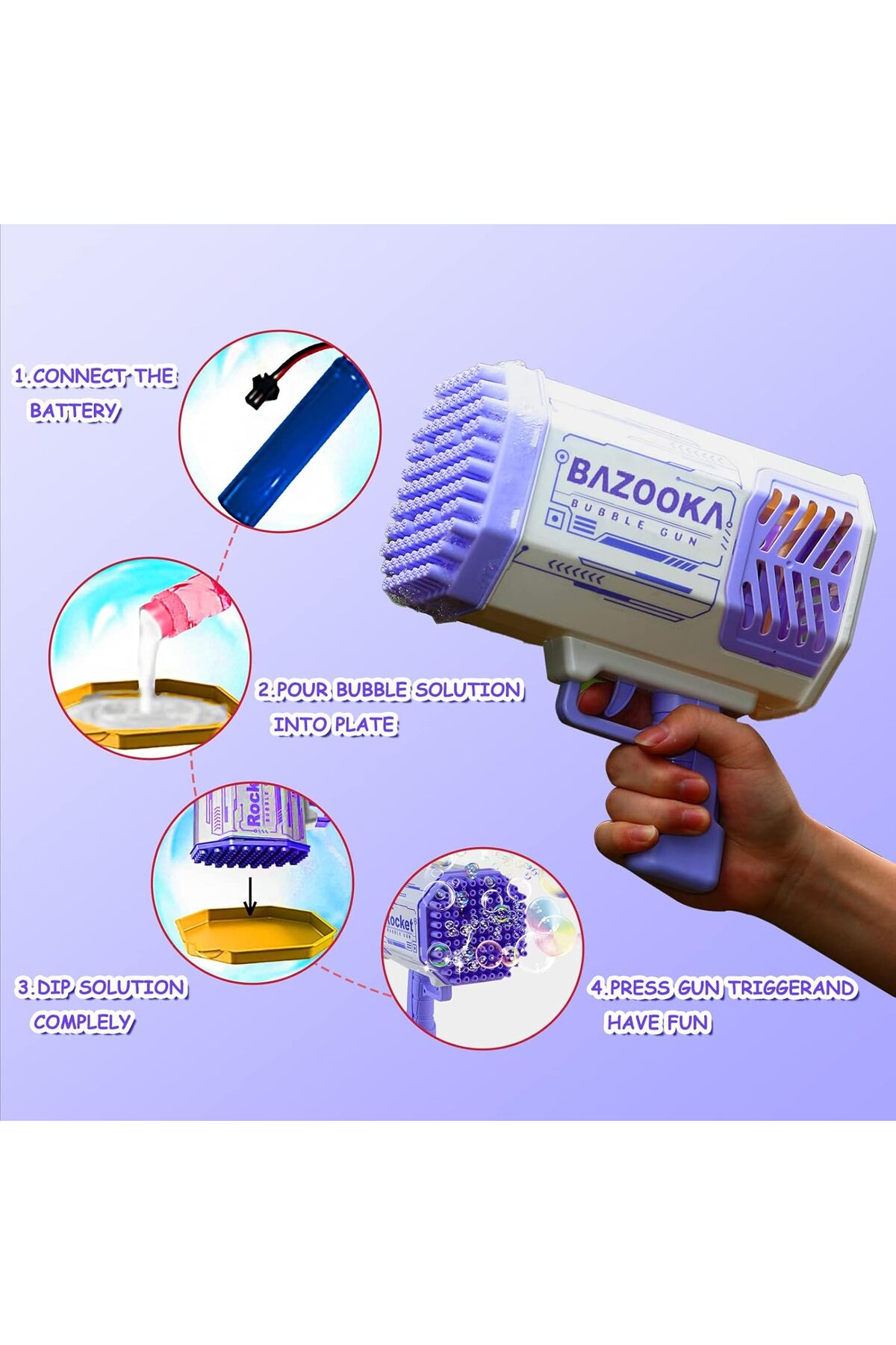 مسدس فقاعات بازوكا للأطفال من تيك توك، هدايا من عمر 3 إلى 12 عامًا