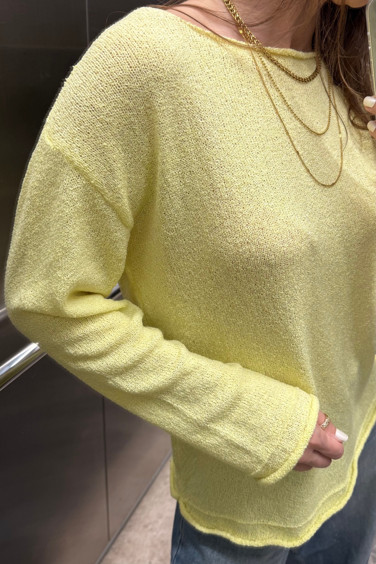Noi Belis  Basic Oversize Kayık Yaka Dokulu Triko Kazak AW25KZ0032 - Görsel 4