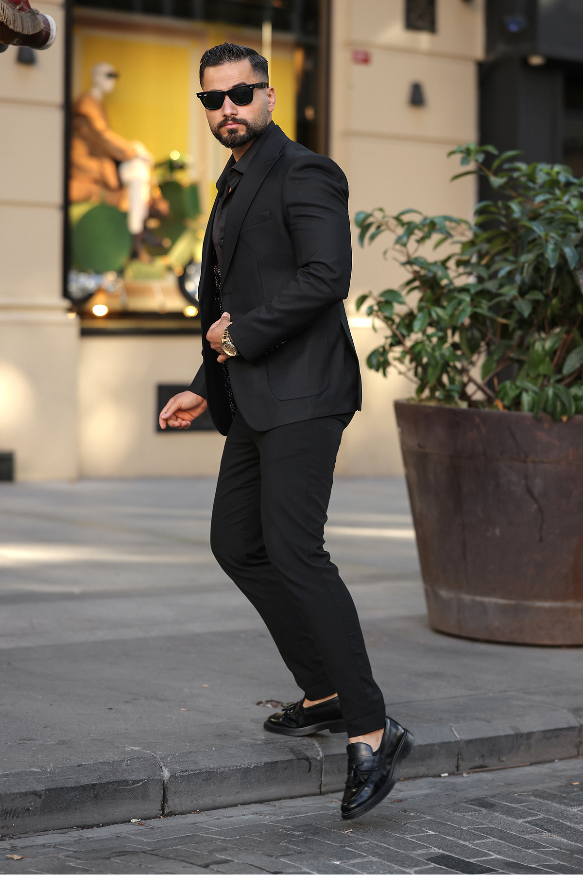 BERDA  İTALYAN STİL SLİM FİT SİVRİ YAKA ERKEK TEK CEKET SİYAH - Görsel 4