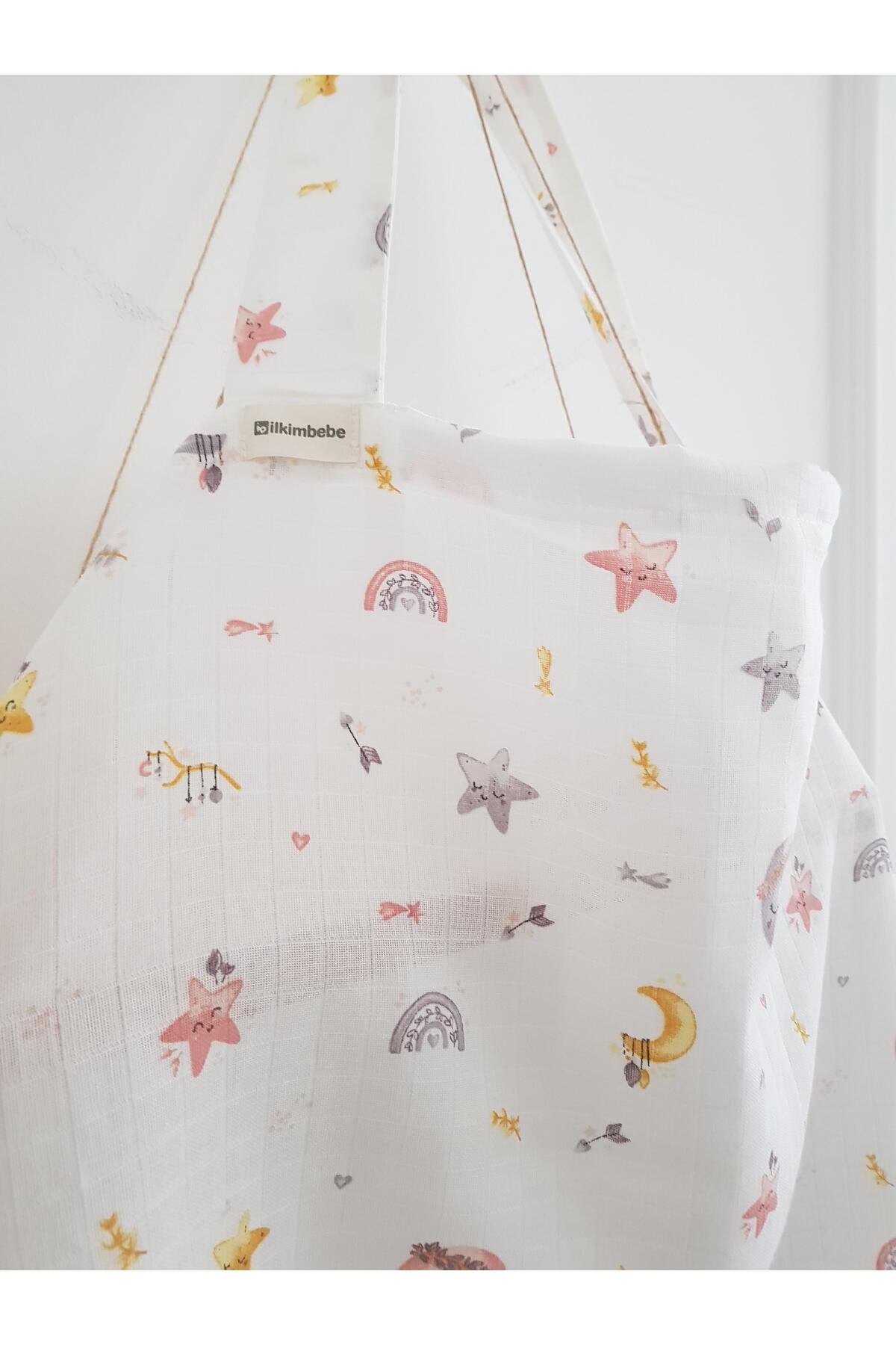 ib ilkimbebe Emzirme Önlüğü Balenli Müslin Konforlu , Puset Örtüsü - 70x100 Cm , Anne Bebek Ürünleri, Yenidoğan fotoğrafı 2 (önizleme)