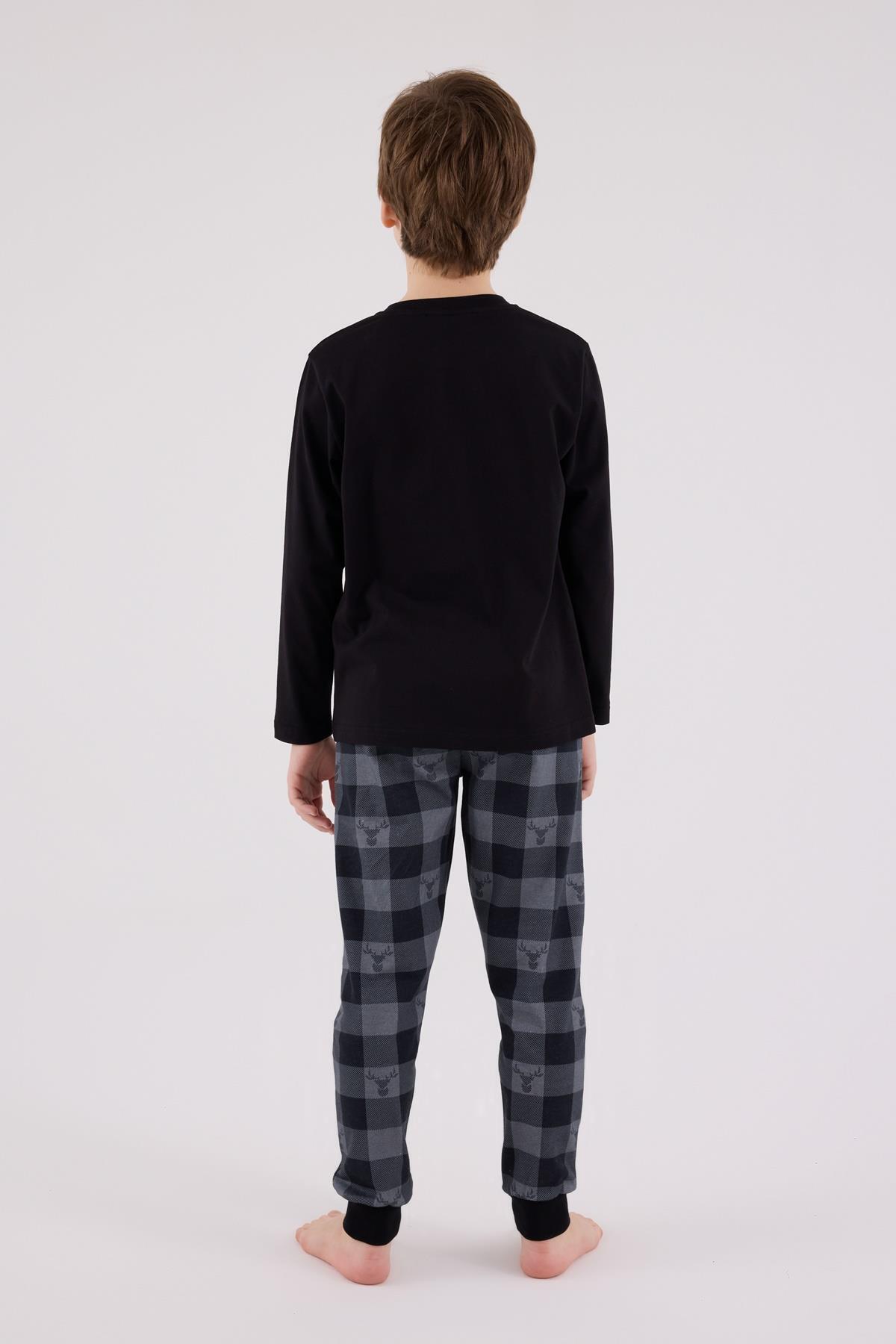Baba Oğul Kareli Siyah Pijama Takım Kombin, Erkek ve Çocuk Pijamalar Ayrı Ayrı Fiyatlandırılır - 4
