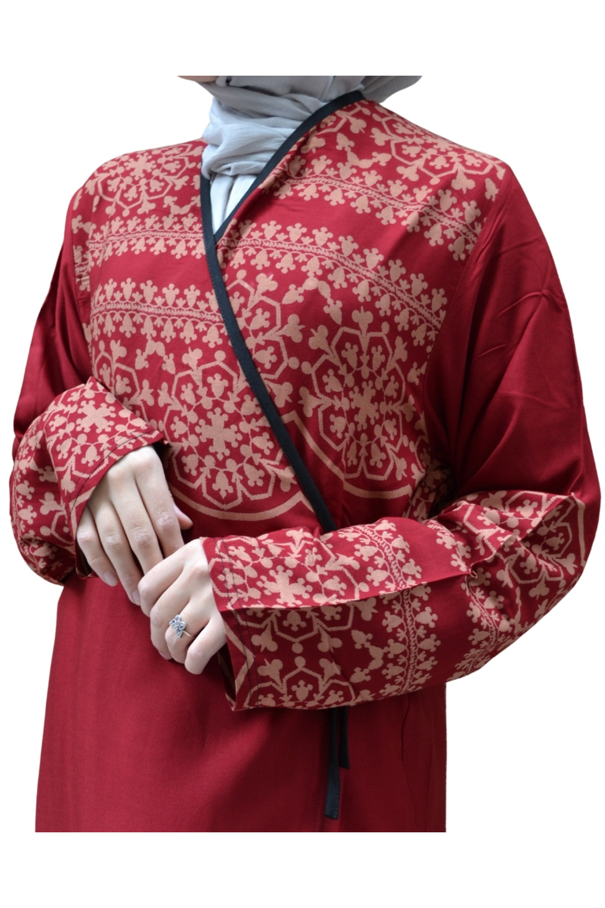 Bilenler  Geometrik Desenli Kruvaze Namaz Elbisesi – Yandan Bağlamalı, Rahat Kalıp 36–46 Beden - Görsel 2