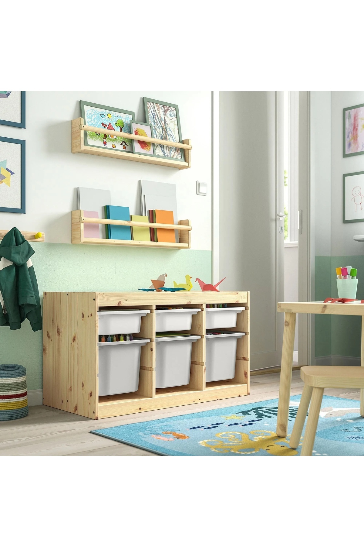 UZUNKAYA HOME saklama ünitesi, çam-beyaz-gri, 93x44x52 cm - Saklam Dolabı - AYAKKABILIK HEDİYELİ